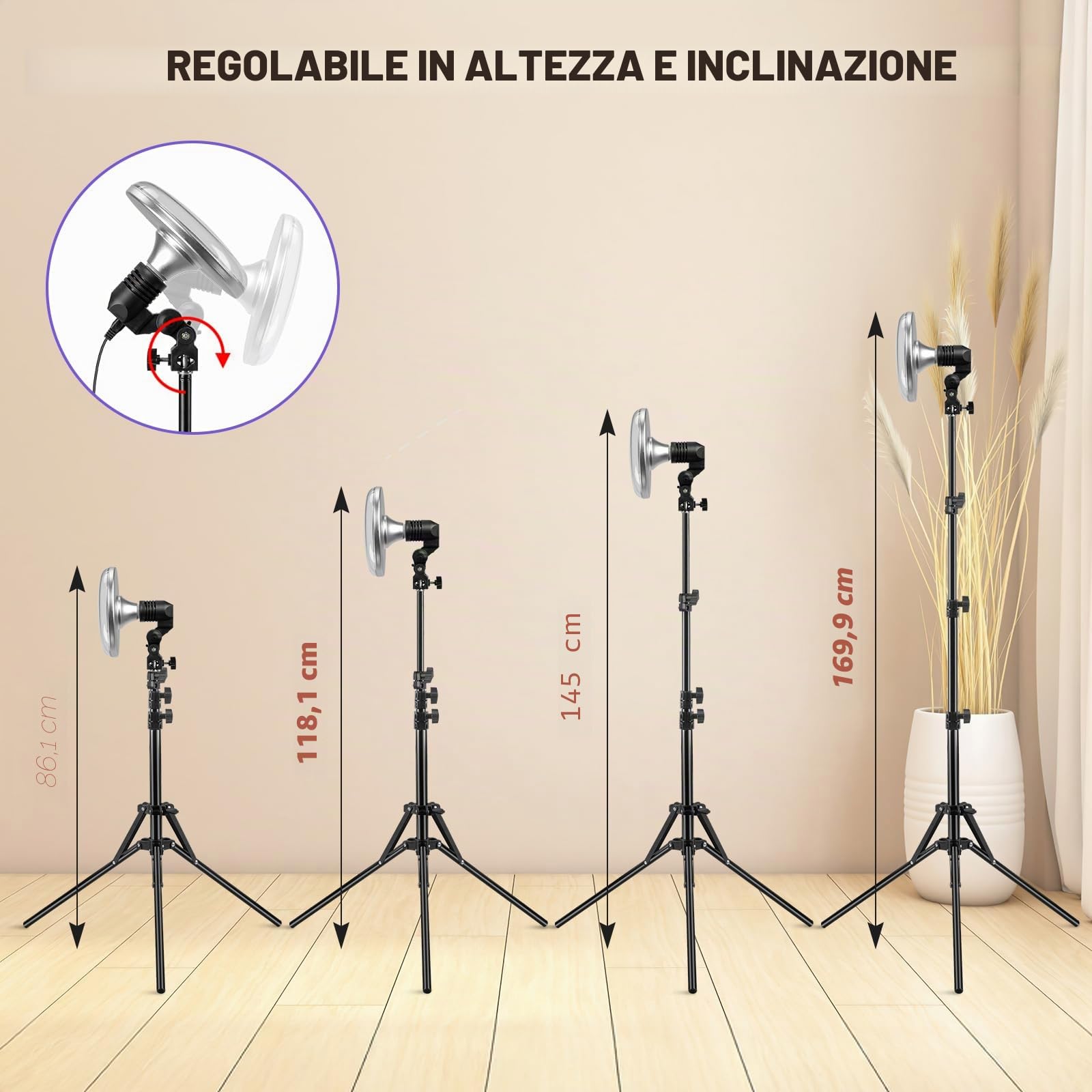 Lampada infrarossi 660nm, 120 LED, timer, treppiede | 15-30 min, 2-5x/settimana, regolabile, 40-60cm, viso/corpo/schiena