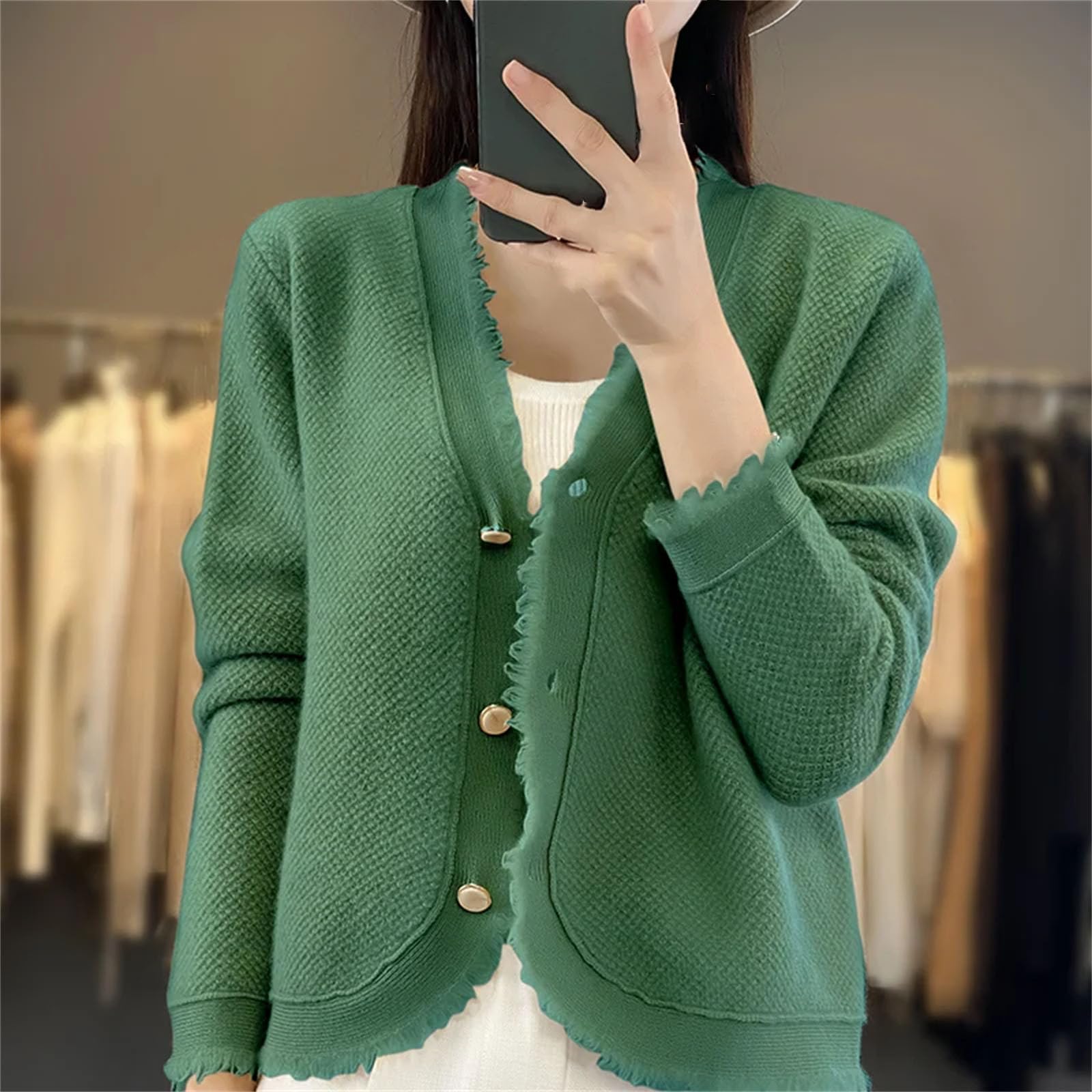 Suéteres de punto trenzado de manga larga para mujer, estilo informal, con frente abierto, para invierno