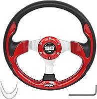 Vista 8 de D Golf Cart - Volante de 12.5 pulgadas, para Club Car EZGO Yamaha carrito de golf, con botón de bocina de coche, volante de carreras genial