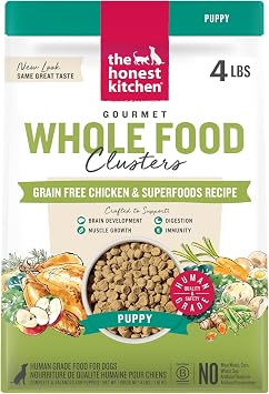 The Honest Kitchen Whole Food Clusters Puppy Grain Free Chicken Dry Dog Food, 4 lb Bag