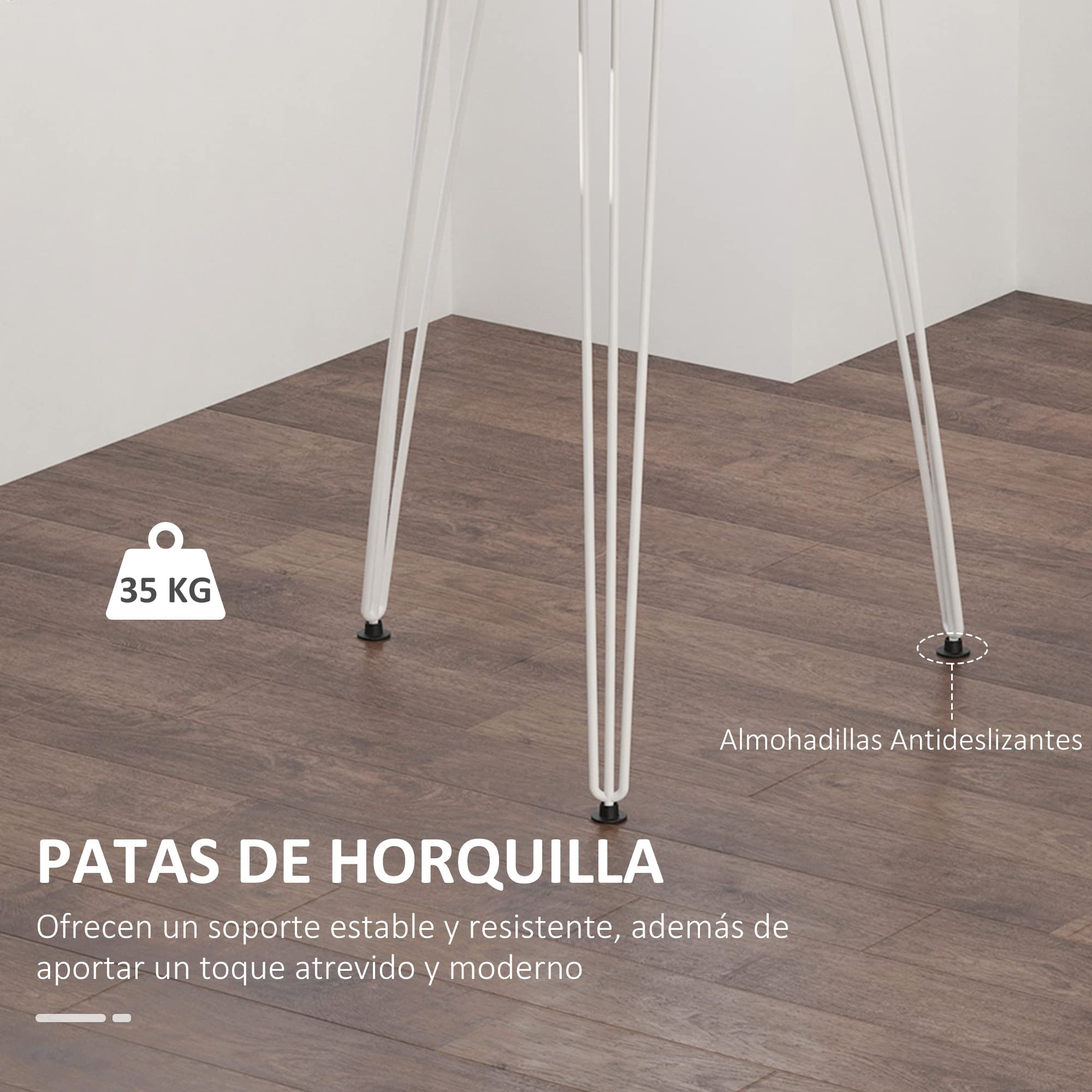 HOMCOM Mesa de Comedor Redonda con Patas de Horquilla Ø70x75 cm Blanco | Metálicas, Estilo Moderno Nórdico, para Cocina Salón Cafetería Bar