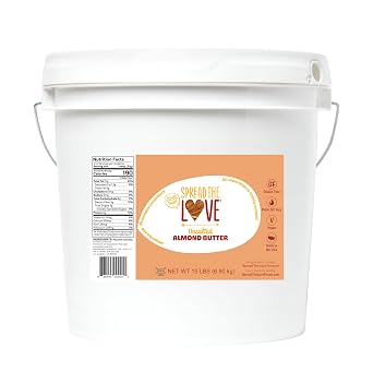 Spread The Love UNSALTED Almond Butter All Natural, Vegan, Gluten-free, Creamy, No added salt, No added sugar, No palm fruit oil, Not pasteurized with PPO 15-Pounds