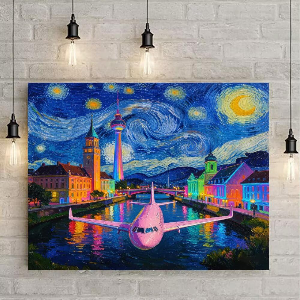 5D Diamond Painting Avion Peinture Diamant Adulte 80x50cm 7-0978V | DIY Loisirs Créatifs Adultes Diamant Perle Broderie, 5D Cristal Rond Point de Croix pour Home Wall Decor, Cadeau Femme
