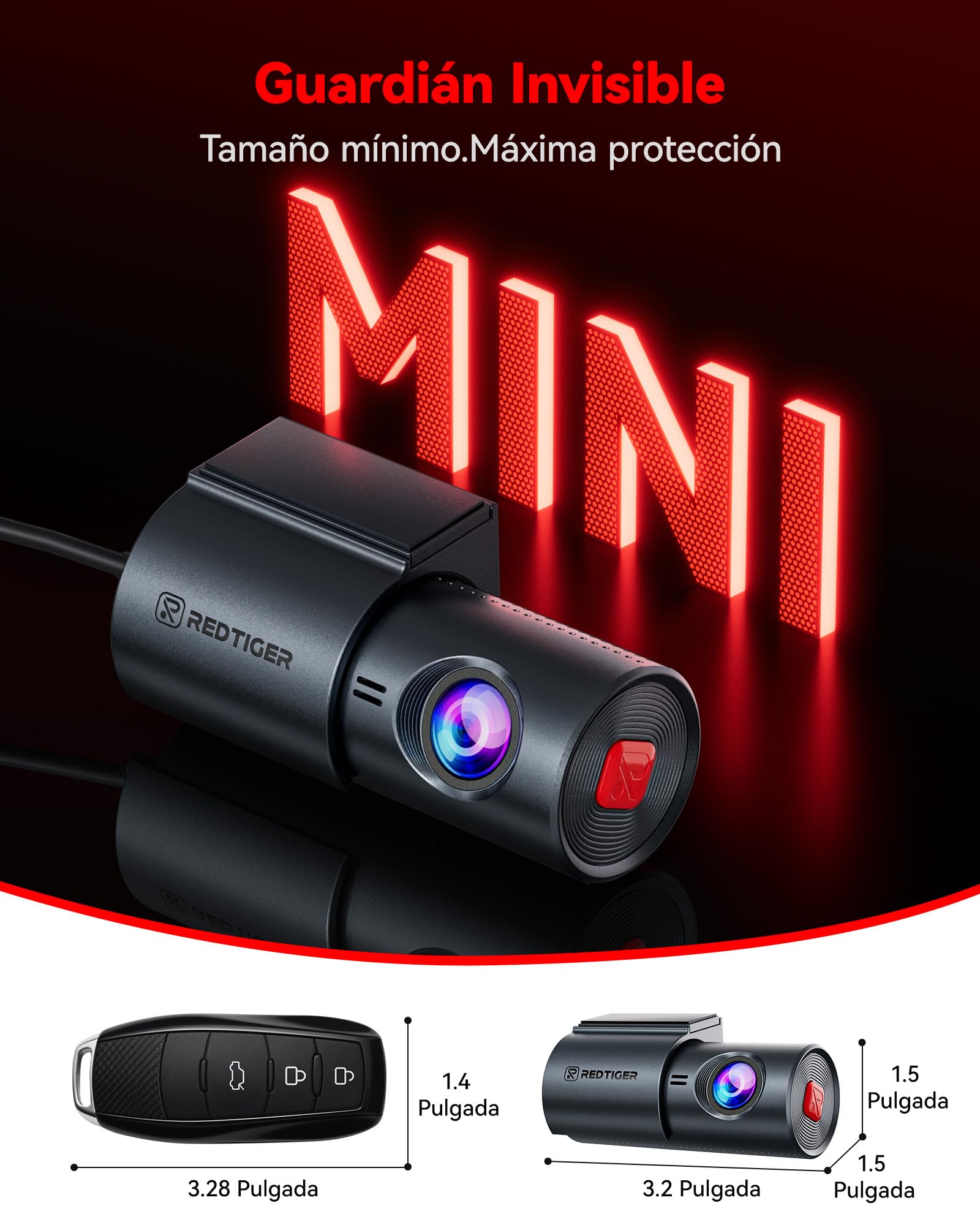 REDTIGER 4K Dashcam Coche Frontal,5.8G WiFi,Camara Vigilancia para Coche con Visión Nocturna,WDR, Modo de Aparcamiento 24H,Grabación en Bucle,Instalación en Dos Pasos