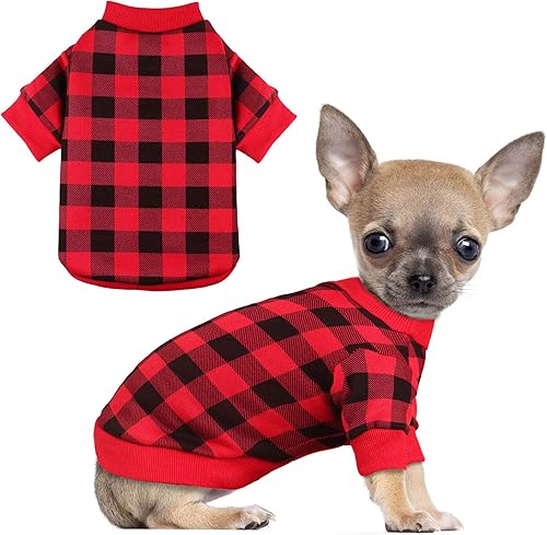 Suéter de forro polar para perros pequeños, ropa de perro a cuadros, suave, grueso, cálido, suéter para perros pequeños, ropa para perros pequeños,