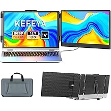 KEFEYA Laptop Screen Extender, 14" FHD 1080P IPS Laptop Monitor Extender Dual Screen, Portable Monitor for Laptops 13-17" with USB-C/HDMI Port, Plug n Play for Windows/Mac/Android/Switch/PS5