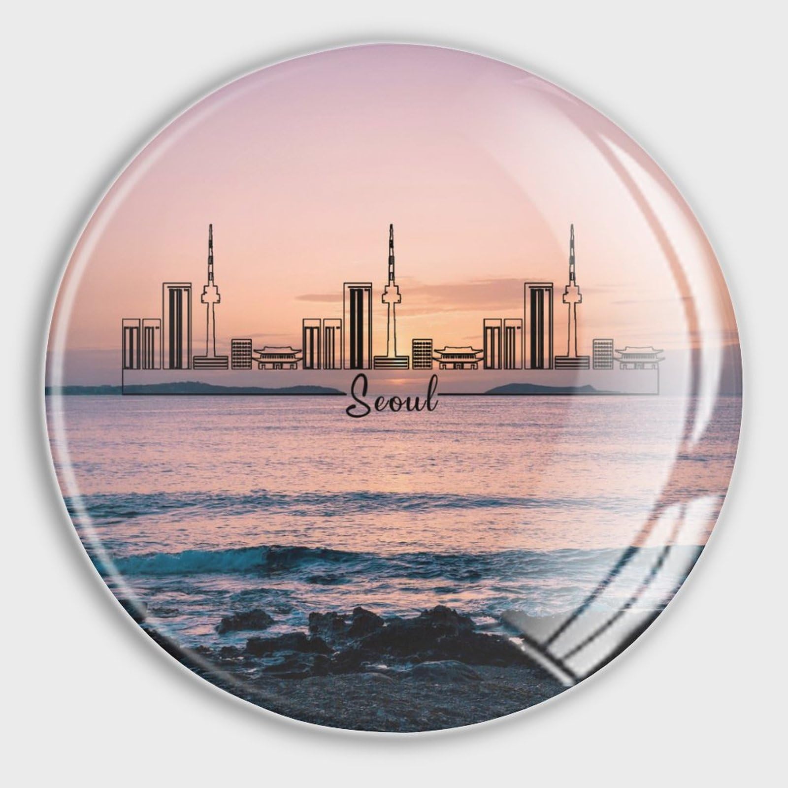 Imanes de recuerdos de Seúl para regalar imán de vidrio de cocina y decoración de pizarra 4x