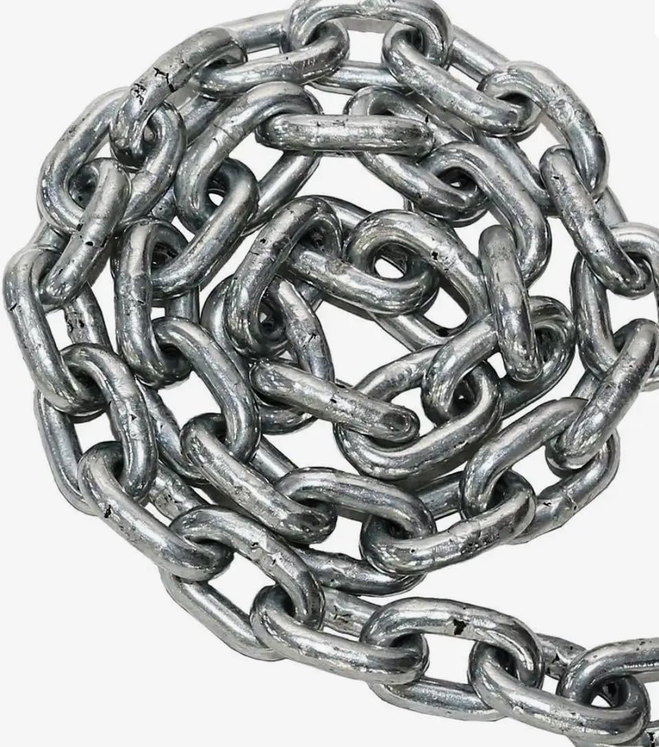 Aadityaa's Heavy-Duty Galvanaized Iron Link Chain for Anchoring, Fastening, Fencing, Load Carrying, Hammock Chairs, Security Locking, (27x18x6mm Link with 50mm Stopper Ring), Pack of 2 (3feet Long) 1