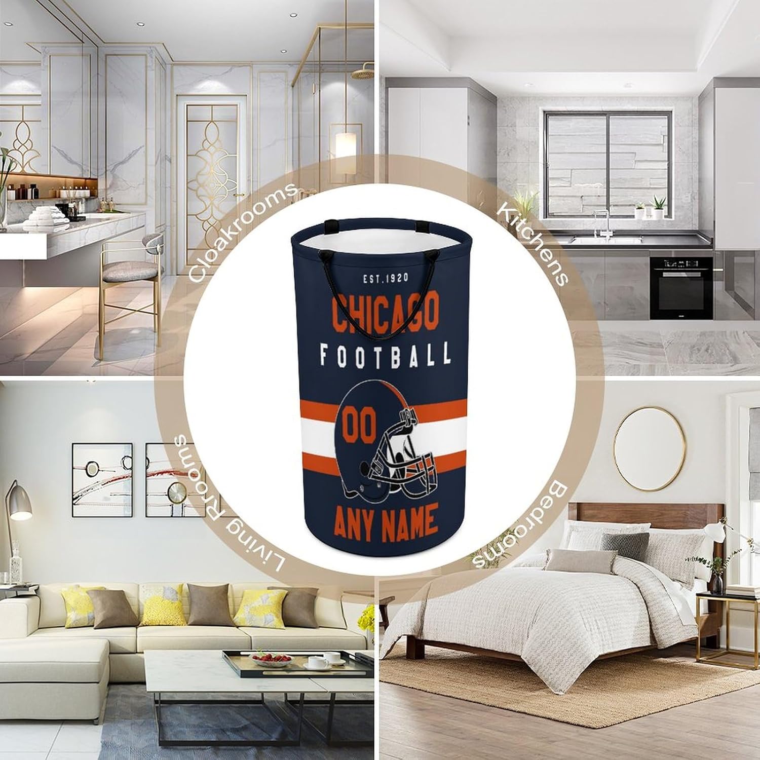 Custom Football Laundry Basket High Capacity Polyester Personalized Foldable Dirty Team Bulding Time Clothes Basket Laundry Hamper Polyester Gift for Football Fans Name Number