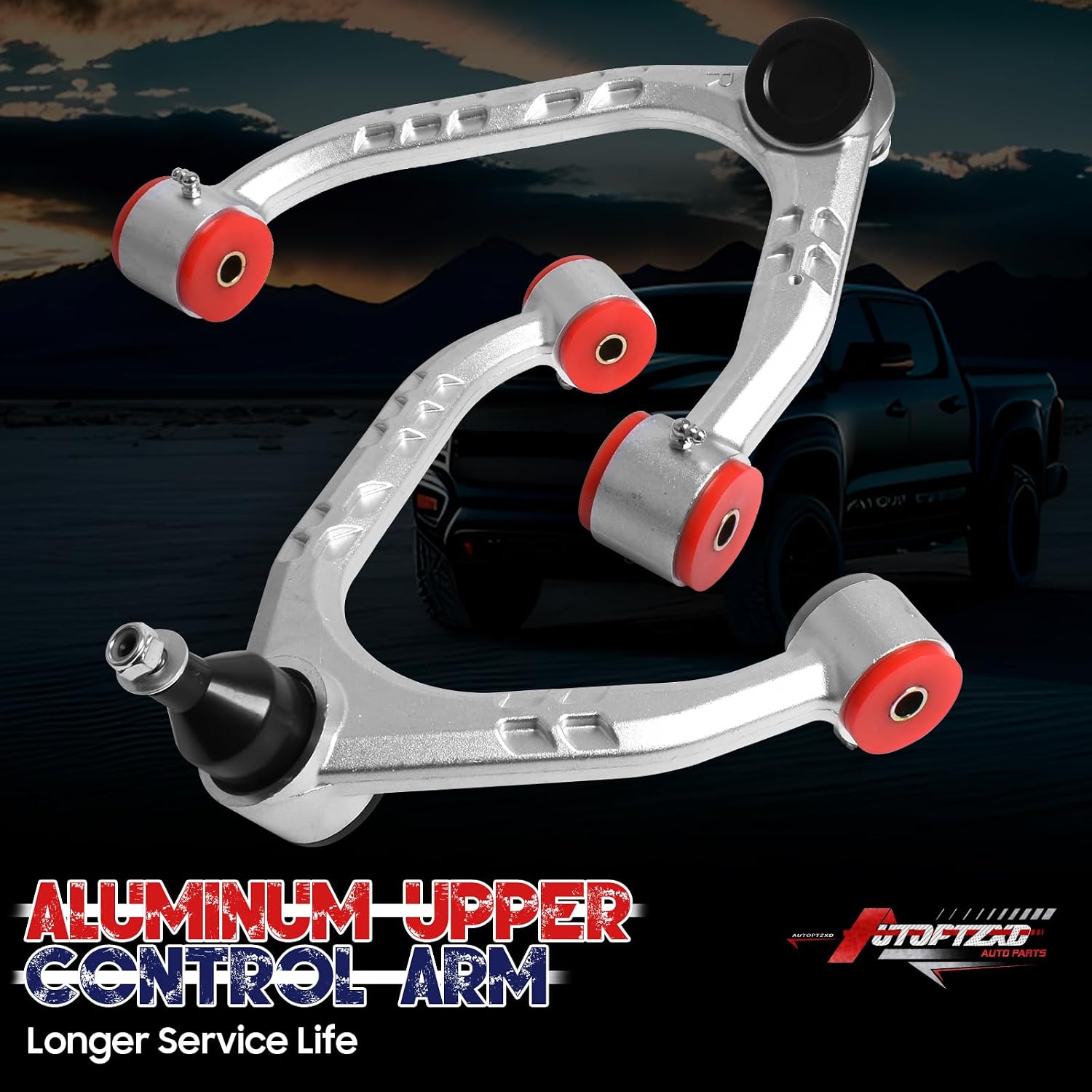 2-4" Lift Aluminum Upper Control Arm for Chevy Silverado GMC Sierra 1500 2007-2018, Adjustable Control Arms Compatible with Cadillac Escalade, Front Suspension Arms with Ball Joint