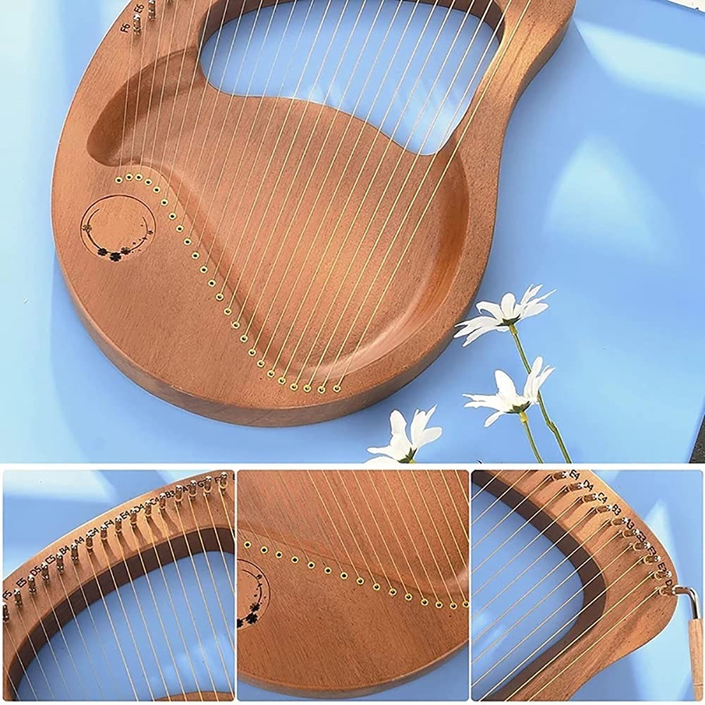 Arpa A Lira A 24 Corde, Legno Massello Di Mogano, Regalo Per Principianti, Adulti, Amante Della Musica Per Bambini, Con Legante Per Accordatura Skink, Corda Di Ricambio E Tutorial Musicale