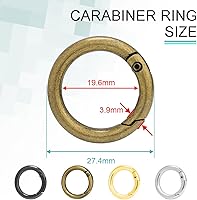 Vista 2 de Paquete de 12 mosquetones redondos de metal surtidos, anillos en O de resorte con gatillo de 3/4 de pulgada, ganchos de clip de resorte a presión