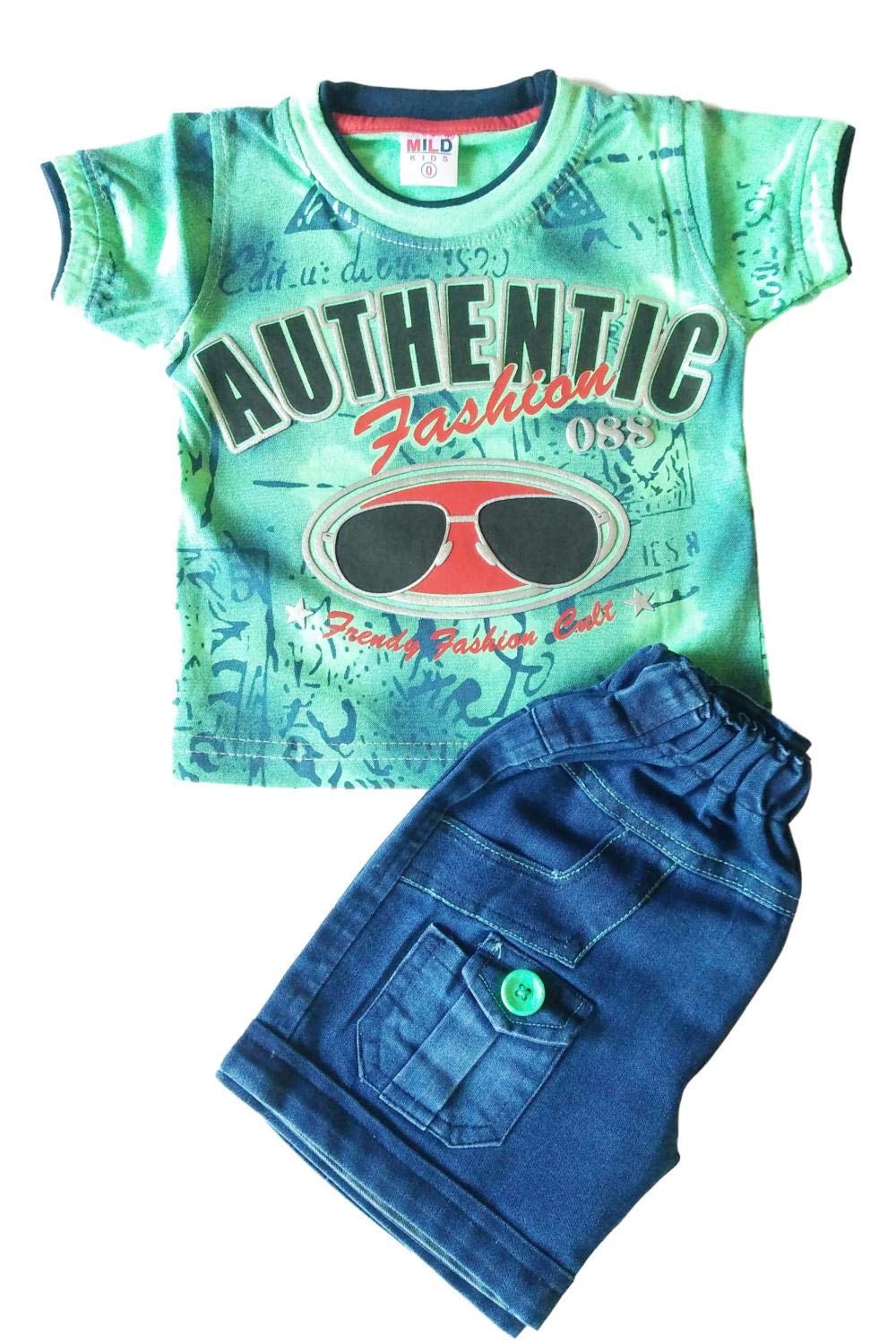 Rowa Collection Boy's Blue Cotton Denim T Shirt with Shorts
