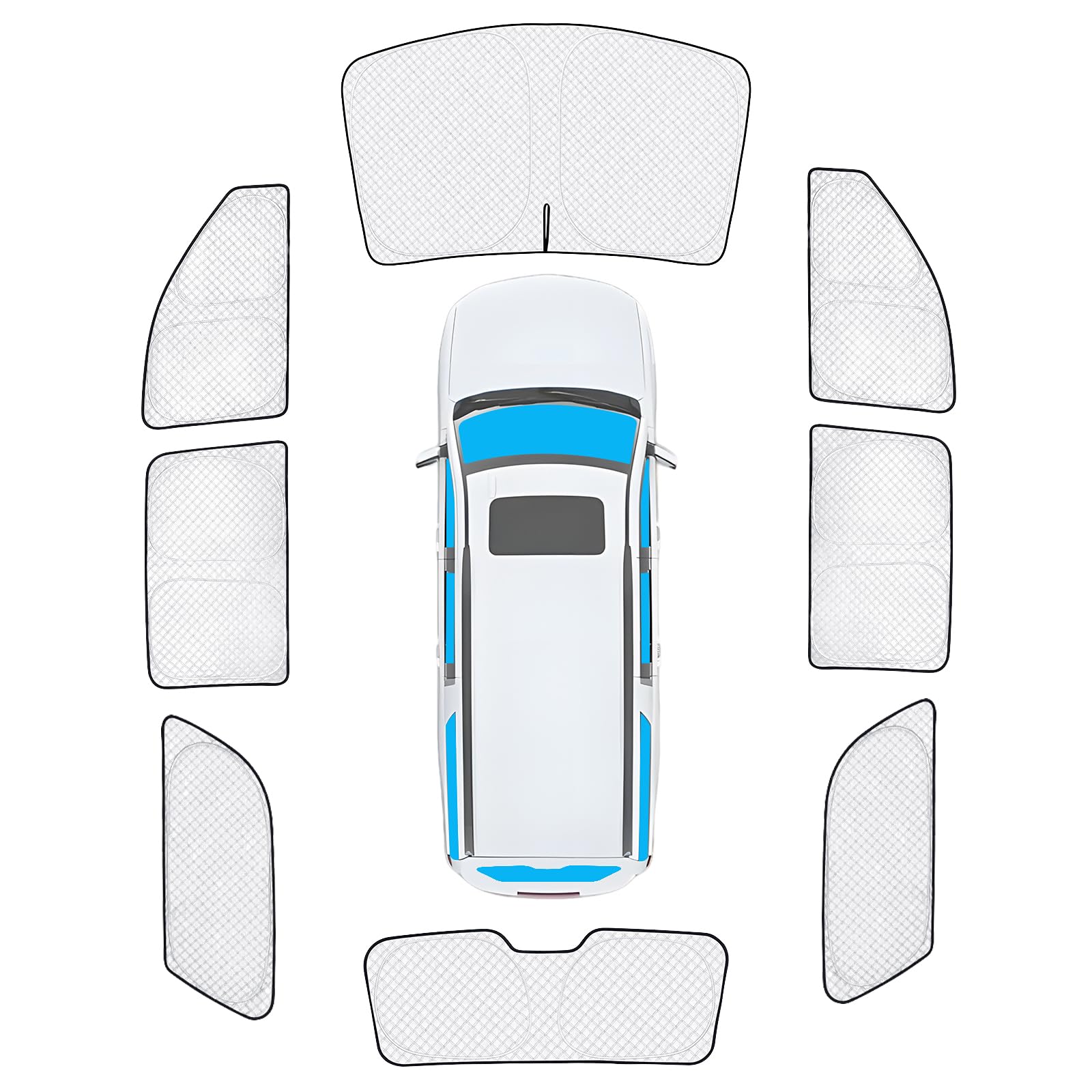 KMF 8pcs Thicken Sun Shades for Chevrolet Chevy Suburban/GMC Yukon XL 2021-2026 Accessories, Car Full Window Covers Sunshade for Windshield Side Rear, UV Block and Blackout Privacy for Camping Outdoor