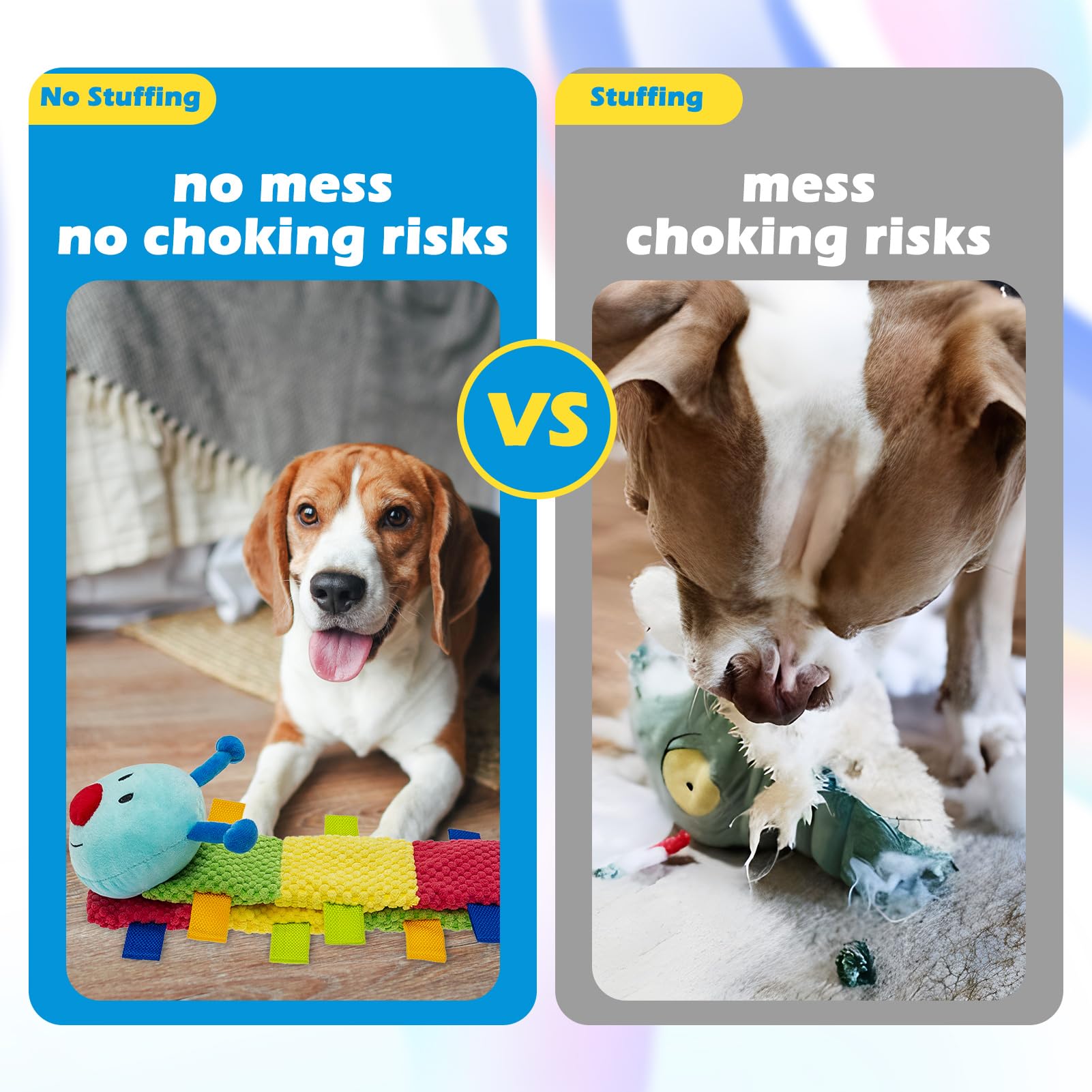 PAWCHIE Juguetes chirriantes para perros, juguete de peluche sin relleno para perros, juguetes masticables con papel arrugado para dentición y masticación, juguetes duraderos y resistentes para perros