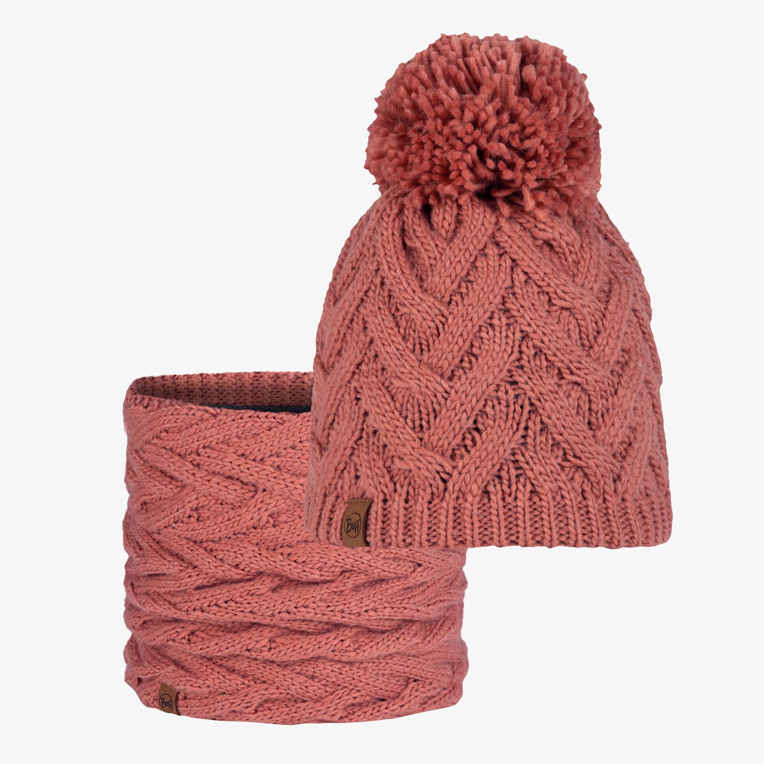 Dúo Pack Knitted & Fleece Band Gorro Caryn Crimson Rosa y Knitted & Fleece Braga de cuello Caryn Crimson Rosa Talla única Adulto