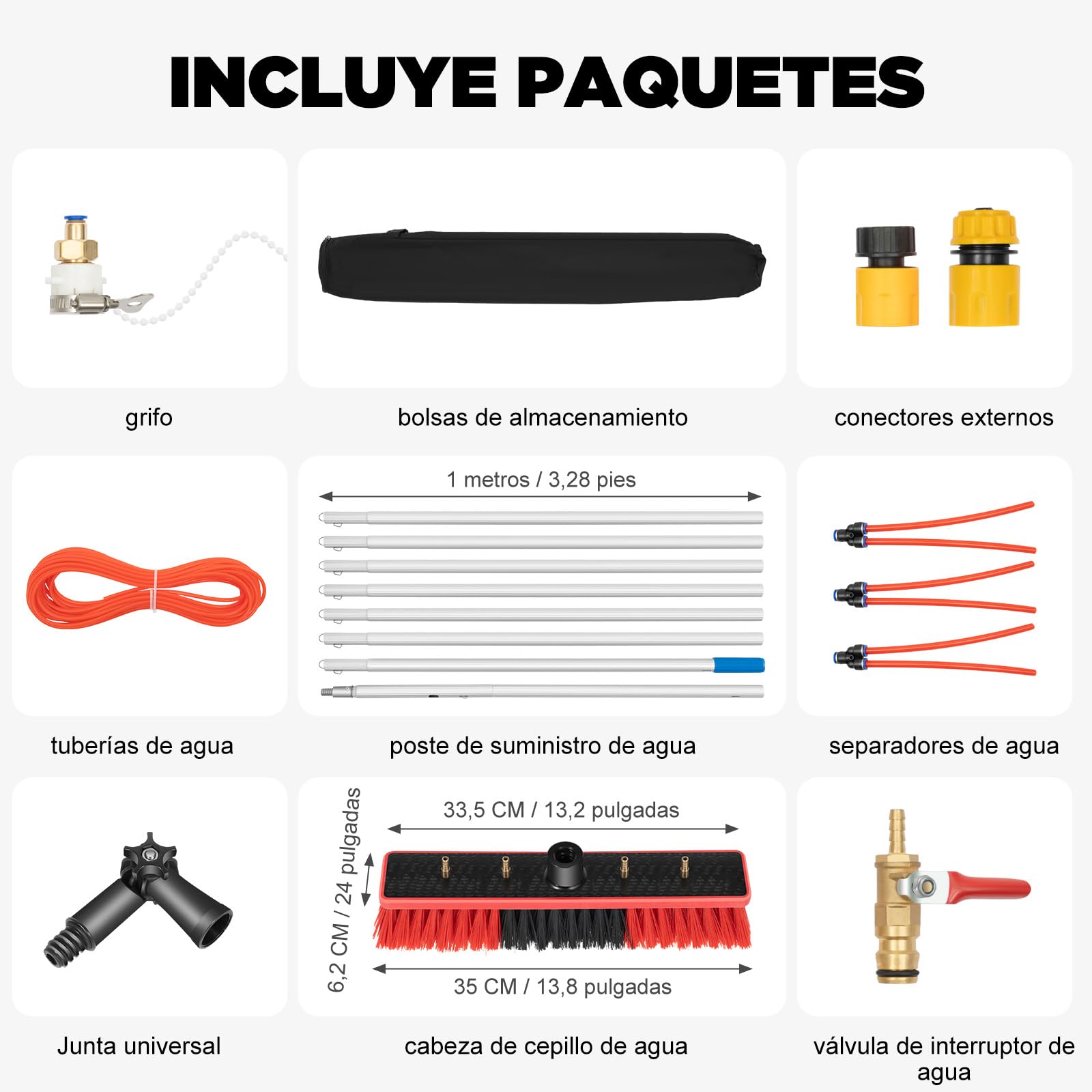 Cepillo de limpieza de 8 m, limpiador de ventanas, equipo de lavado de ventanas, plumero Telescópico, herramienta de cristal, para perca telescópica de limpieza paneles solares, ventanas y puertas de
