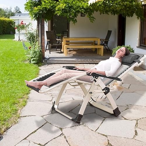 Miniatura 2 de MOPHOTO Silla de Gravedad Cero, Silla de Salón Acolchada para Exterior con Mesa Lateral, Silla Reclinable de Gravedad Cero, Silla Reclinable para