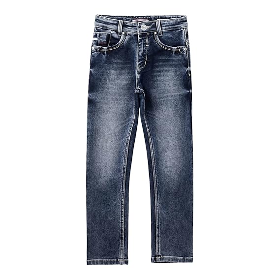 Crimsoune Club Boys Blue Solid Slim Fit Jeans