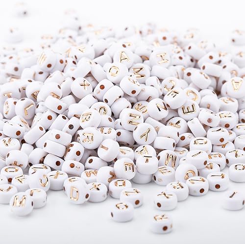 1000 cuentas acrílicas de letras pequeñas, cuentas redondas de letras acrílicas coloridas del alfabeto para hacer joyas, cuentas del alfabeto (Bj