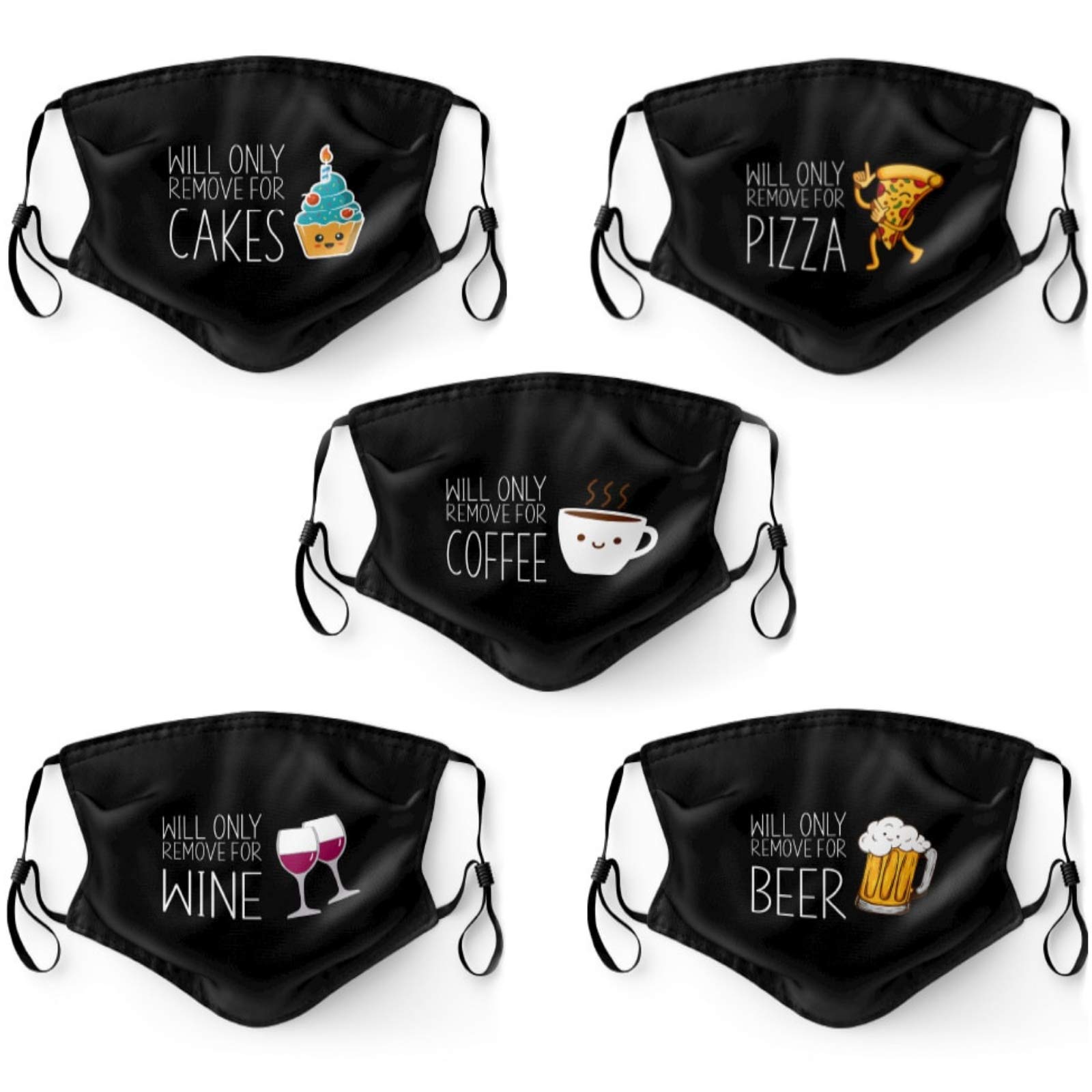 Funny Face Masks for Adults (5 pack + 20 Filters) Reusable/Adjustable/Washable Funny masks - UK Seller