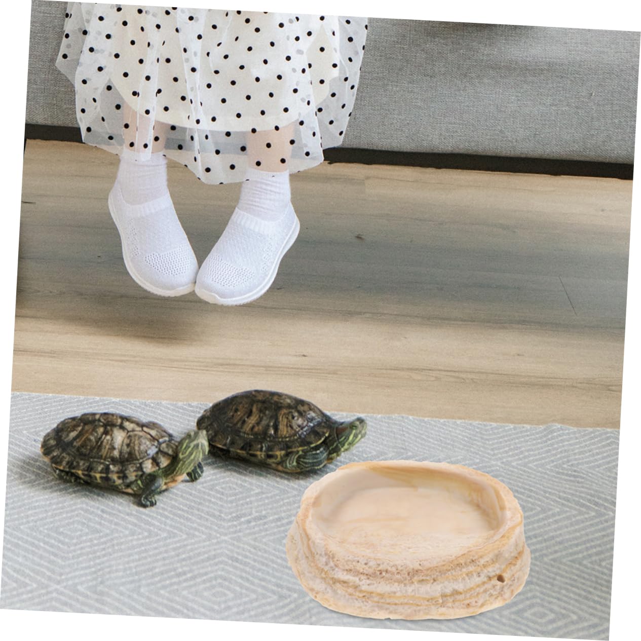2piezas Cuenca De Imitación De Roca para Comedero De Reptiles y Bebedero para Tortugas para Geckos y Dragones Barbudos Terrarios