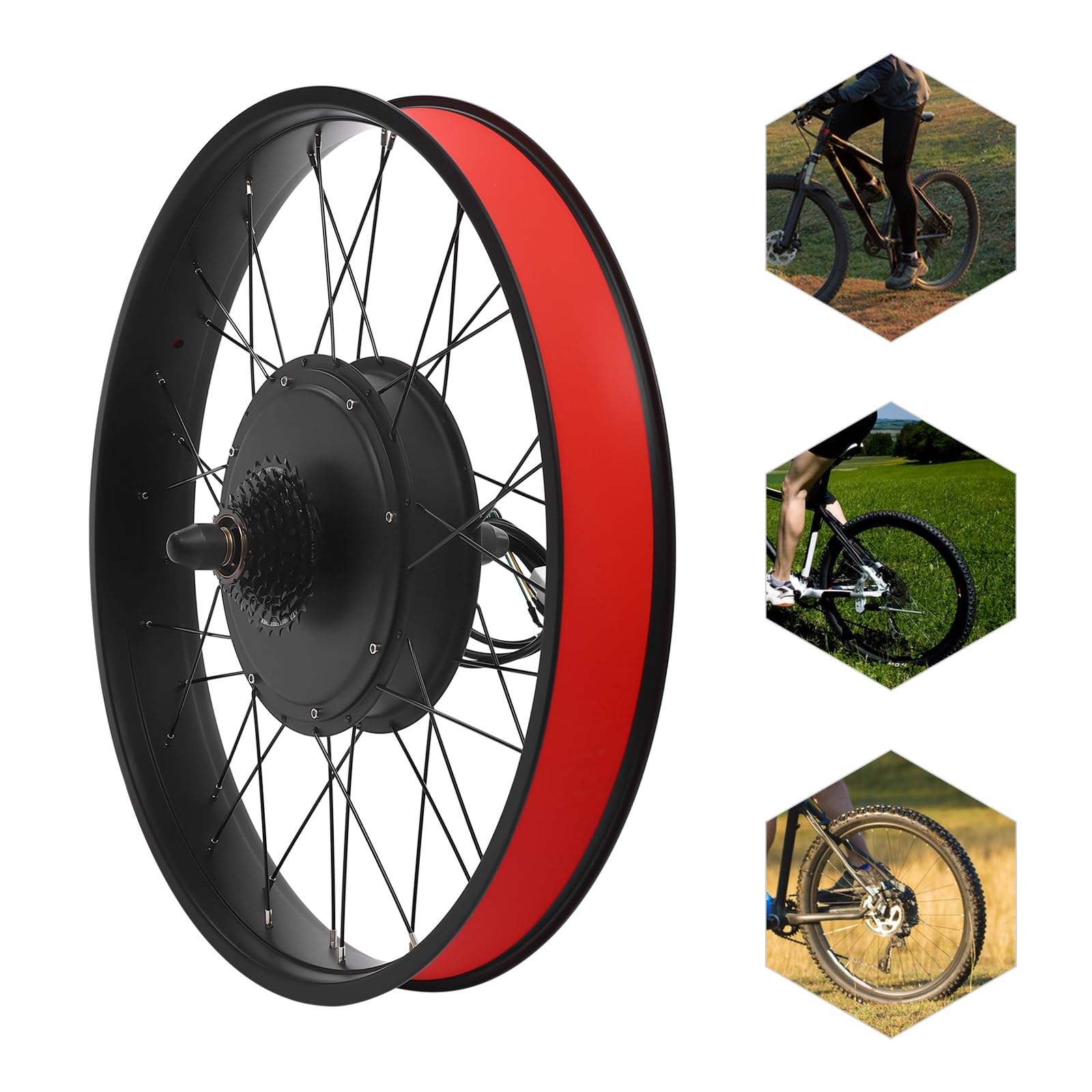 26 Zoll 48V Ebike Umbausatz 1000W Elektrofahrrad Umbausatz Heckmotor Elektrofahrrad Conversion Kit 26.1-31.07km/h, 5-Stufen PAS, Tempomat, LCD-Display, Controller-Paket für Scheiben-/V-Bremse