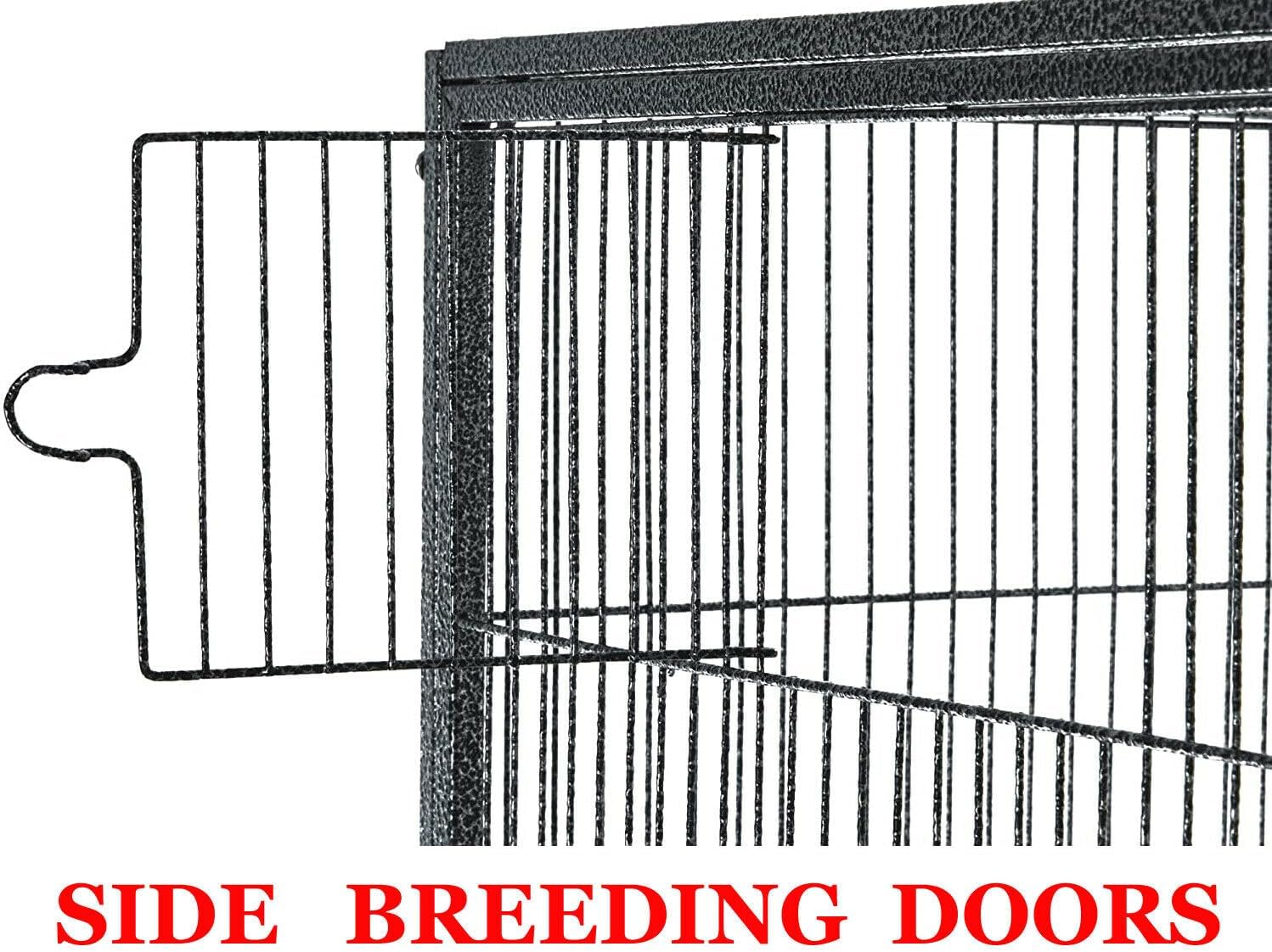 Extra Large Double Stacker Breeding Flight Bird Wrought Iron Separate Parrot Bird Cage Side Nesting Box Doors Easy Clean Pull Out Metal Grate Tray and Removalbe Rolling Stand