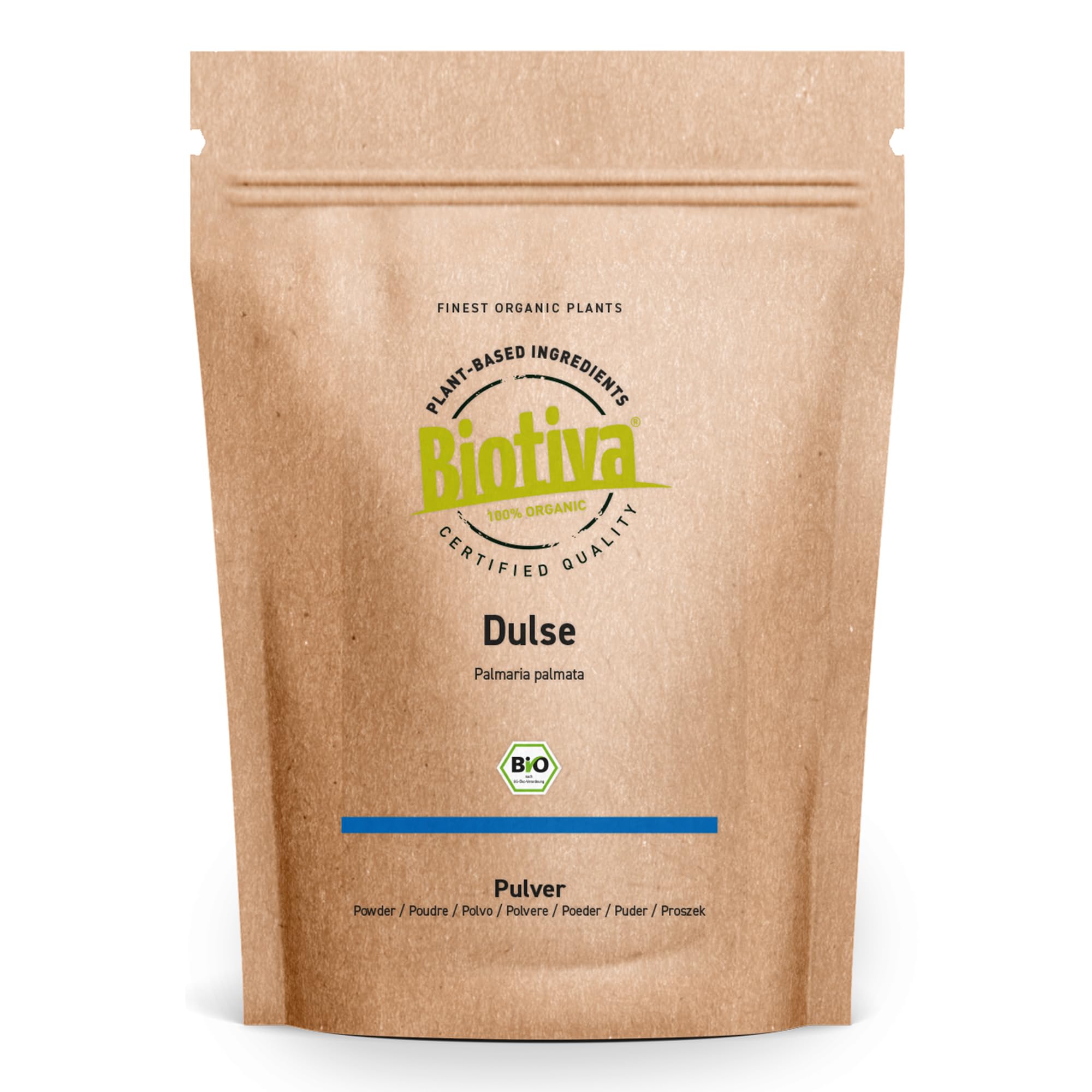 Biotiva Dulse en polvo - Alga Roja 250g (2x125g) - Superfood 100% orgánica sin aditivos