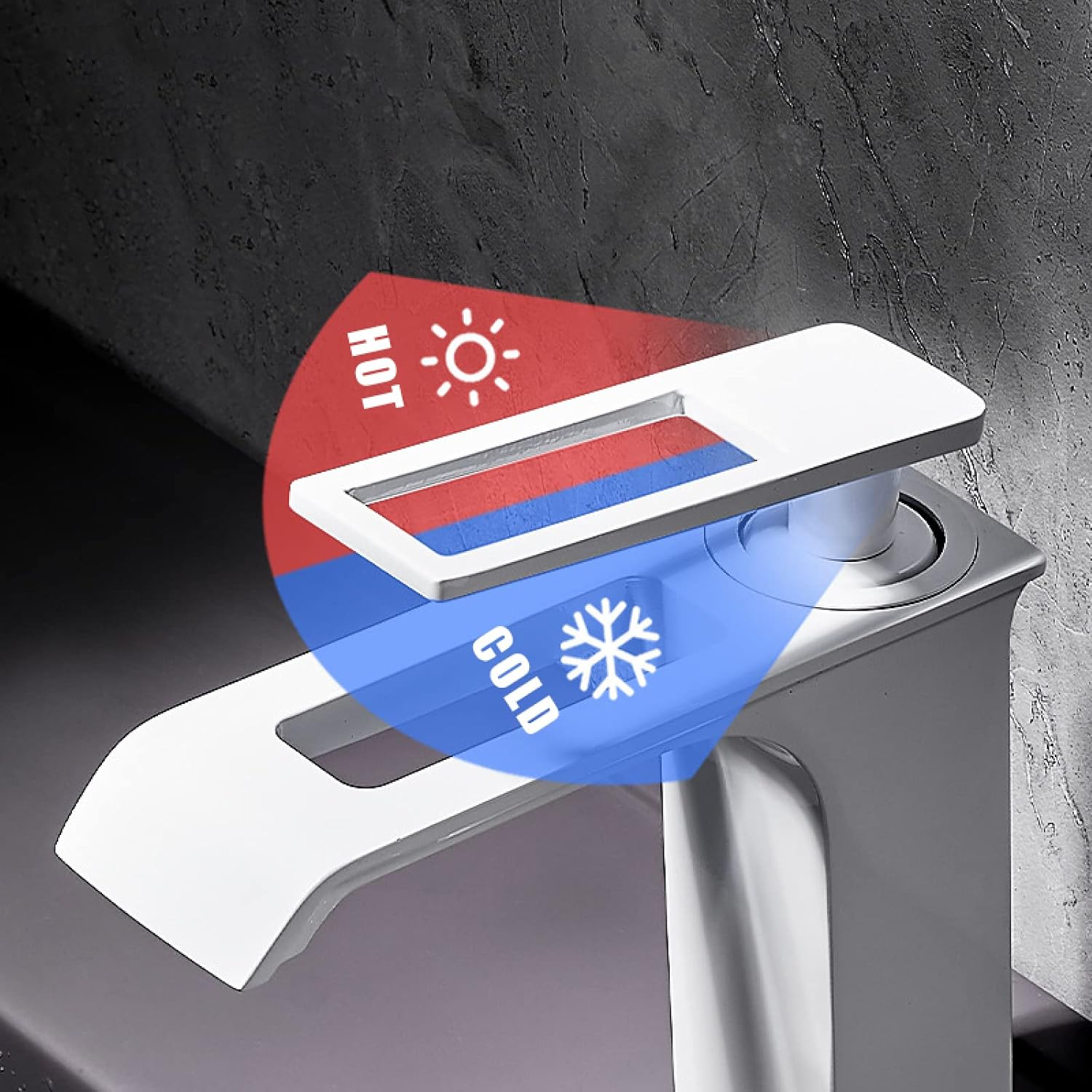 滝型バスルームシンク蛇口 ゴールド、真鍮、洗面台ミキサータップ 温水と冷水のシンクの蛇口、シングルハンドル シングルホール バスルー