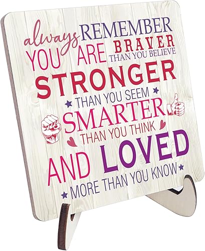 Regalos inspiradores de color rosa para mujeres, regalos de aliento para mujeres, regalos de animación para mujeres, placas de madera de escritorio,