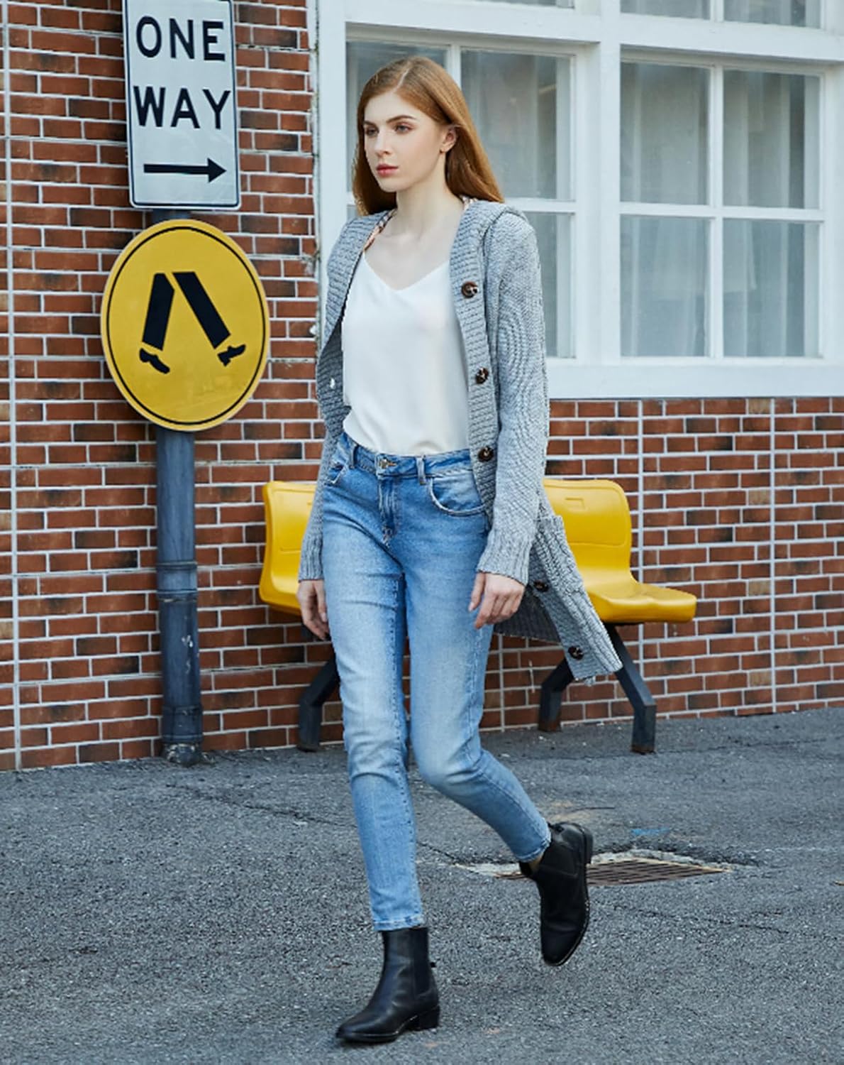 Women's Hooded Open Front Cardigan Long Sleeve Cable Knit Sweaters Outwear with Pockets - Image 4