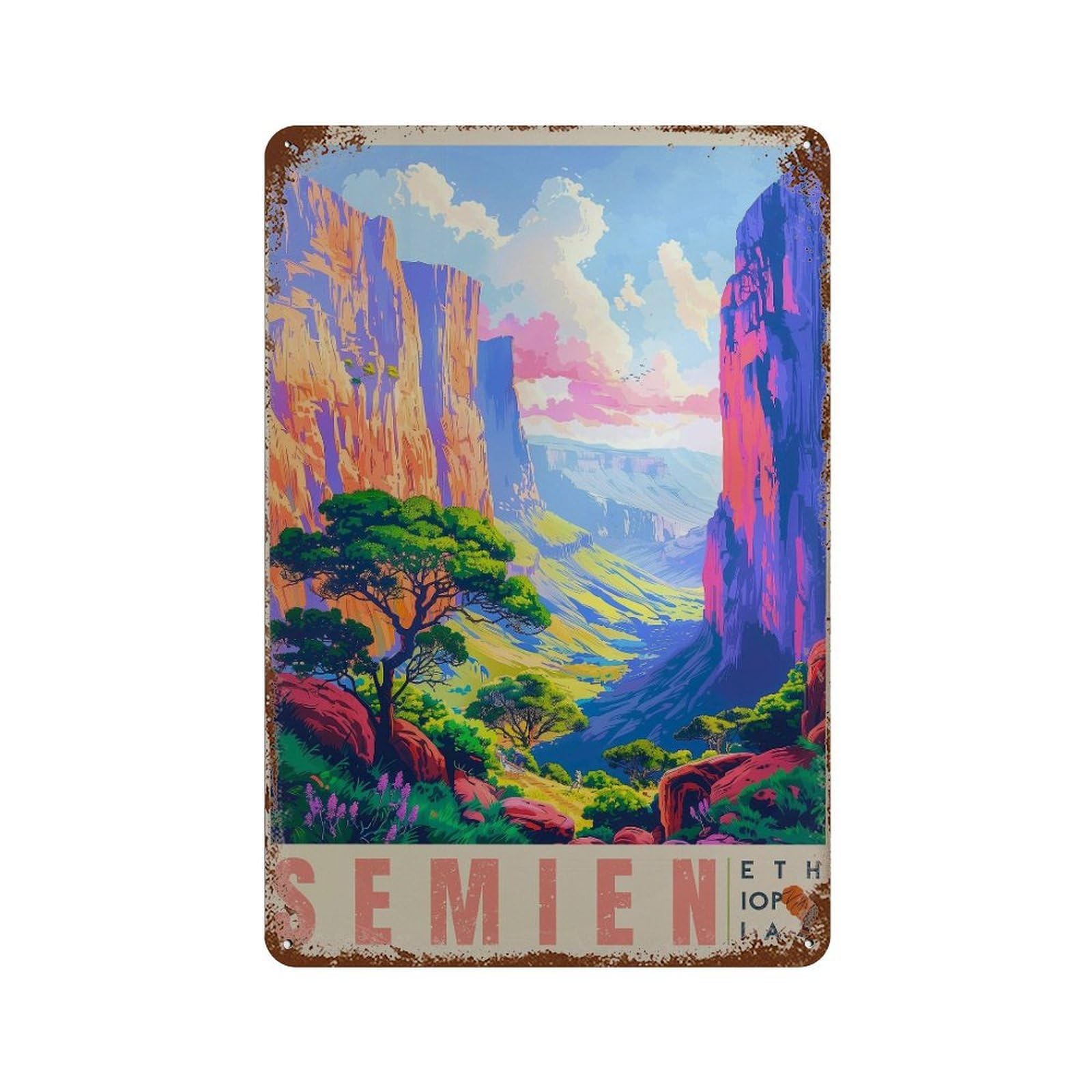 xiaoxiaoshen Semien Mountains Ethiopia Travel Landscape (2) Wall Decor Art Metal Tin Poster Modern Home Decor Art Home Bar Shop Decorations Vintage Sign 30x20cm