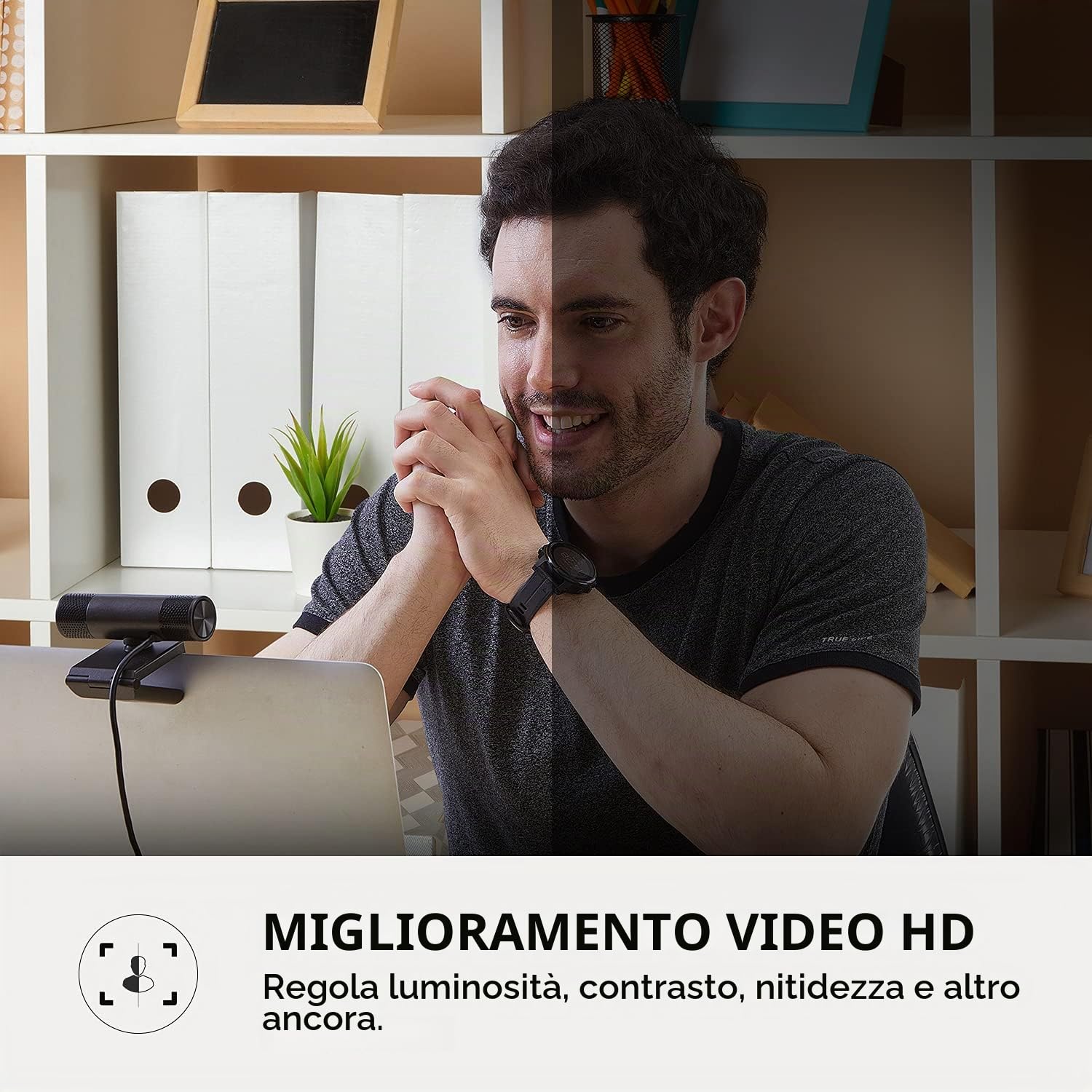 AVerMedia PW315 Webcam, 1080p/60fps Video chat e registrazione, pannello di copertura, porta USB, messa a fuoco fissa, ampio campo visivo regolabile, funziona con Skype, Zoom, squadre - Nero (PW315)
