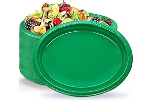 Green Oval Disposable Plates for Effortless Dining