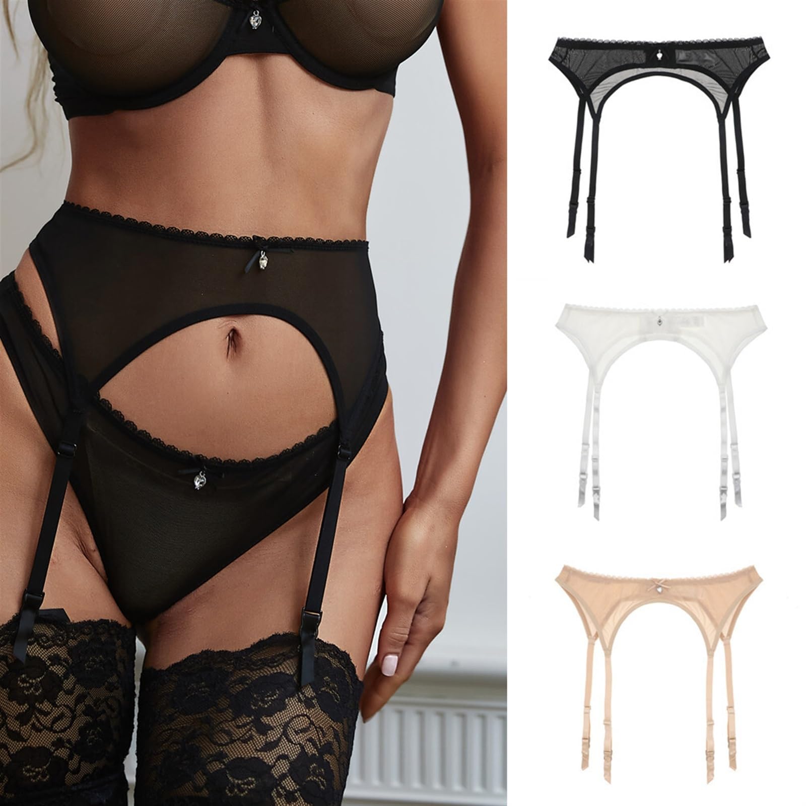 Amazon.com: GQABXKDQO Women Lace Garter Belts Sexy Mesh Suspender Belt Sets  with 4 Straps for Thigh High Stockings(Green,Large), ZiJieYangSha1845 :  Clothing, Shoes & Jewelry