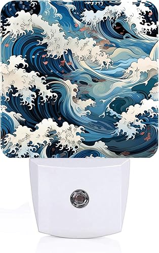 Luz nocturna de movimiento de ondas, luces nocturnas enchufables con sensor de atardecer a amanecer para escaleras, pasillo, dormitorio, ideal para