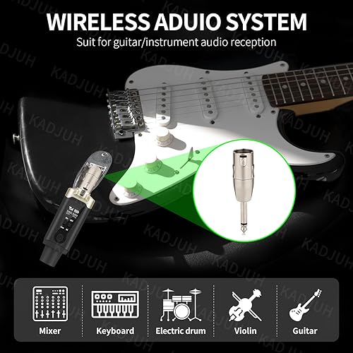 Miniatura 3 de Kadjuh UHF Wireless XLR Transmitter and Receiver& Wireless Guitar Transmitter Receiver,Rechargeable Mic Adapter 16 Channels 196ft Range for Dynamic