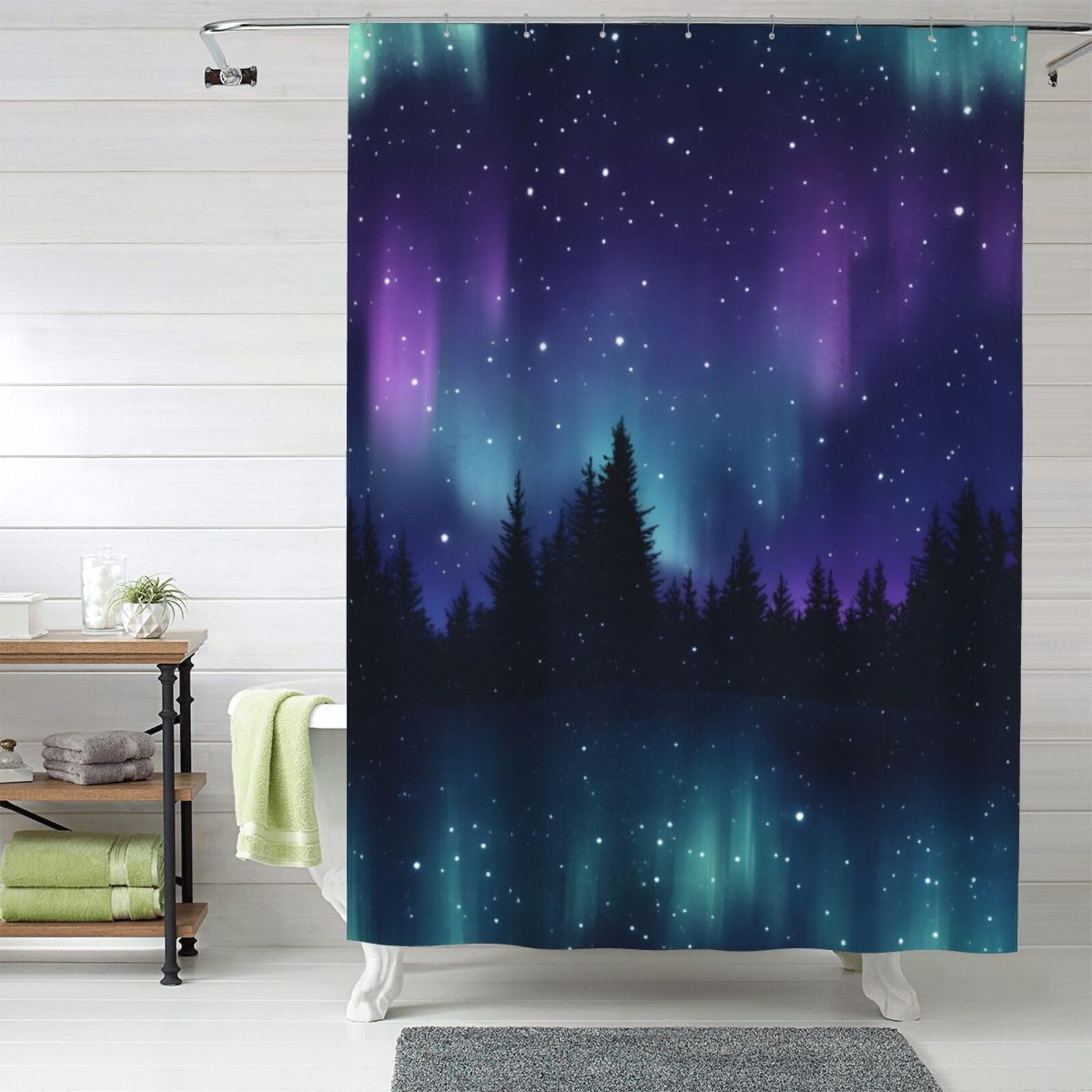HEILIVIO Shower Curtain Starry Night Waterproof Fabric Stylish Durable Bathroom Decor,Quick-Dry,60x72inches,Includes 12 Iron Hooks