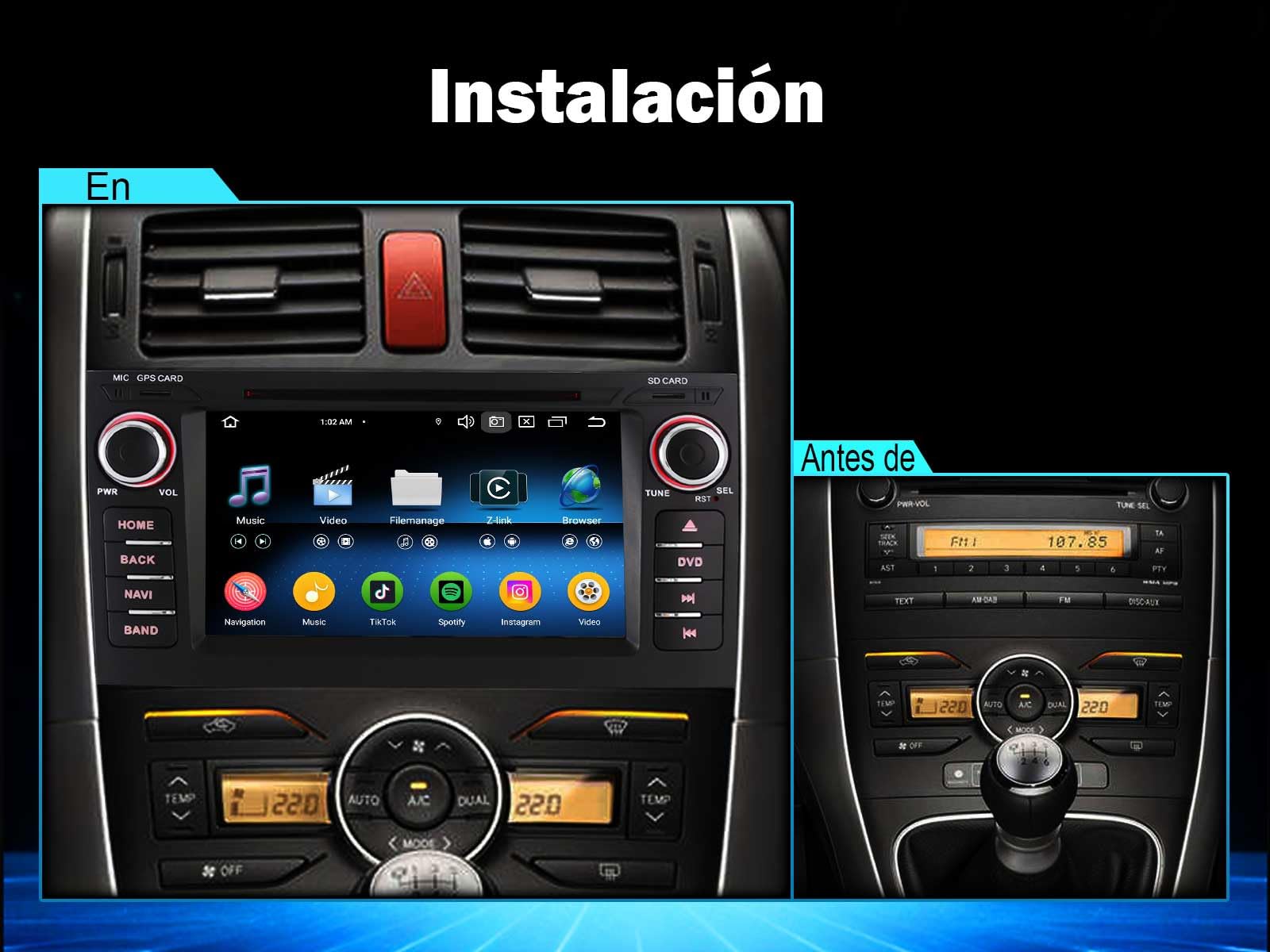 Erisin Android 16 Radio Coche CarPlay para Toyota Auris Bluetooth Pantalla | 8-núcleos 4GB+64GB 7 Pulgadas Estéreo Coche GPS Navegador con Android Auto Reproductor CD DVD WiFi 4G DAB+ RDS DSP TPMS DVR