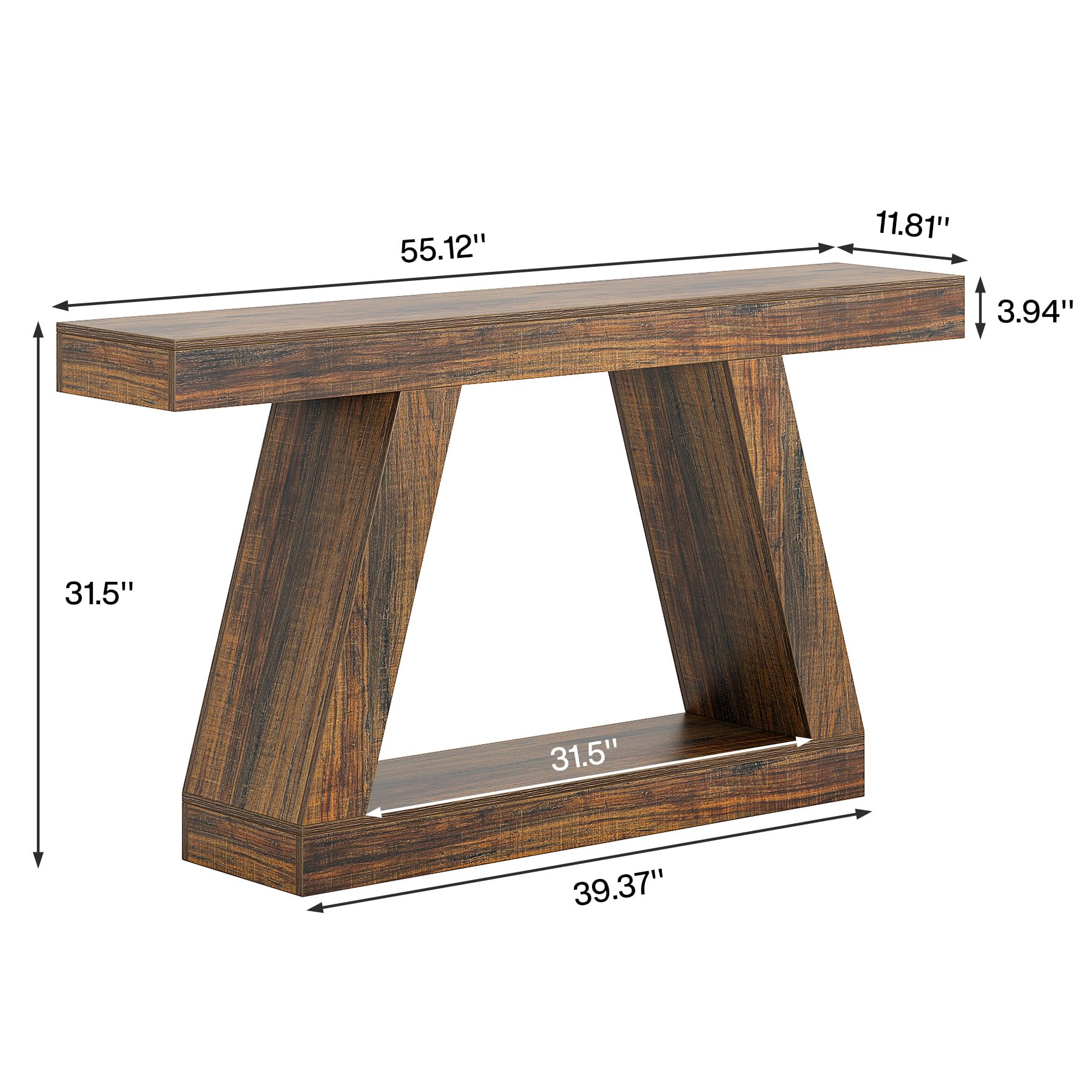 Tribesigns Konsolentisch, 140 x 30 x 80cm, Beistelltisch, Flurtisch, Sofatisch für Kleinen Raum, Konsolentisch mit Stauraum im Eingangsbereich für Eingang, Flur, Wohnzimmer, Vintagebraun