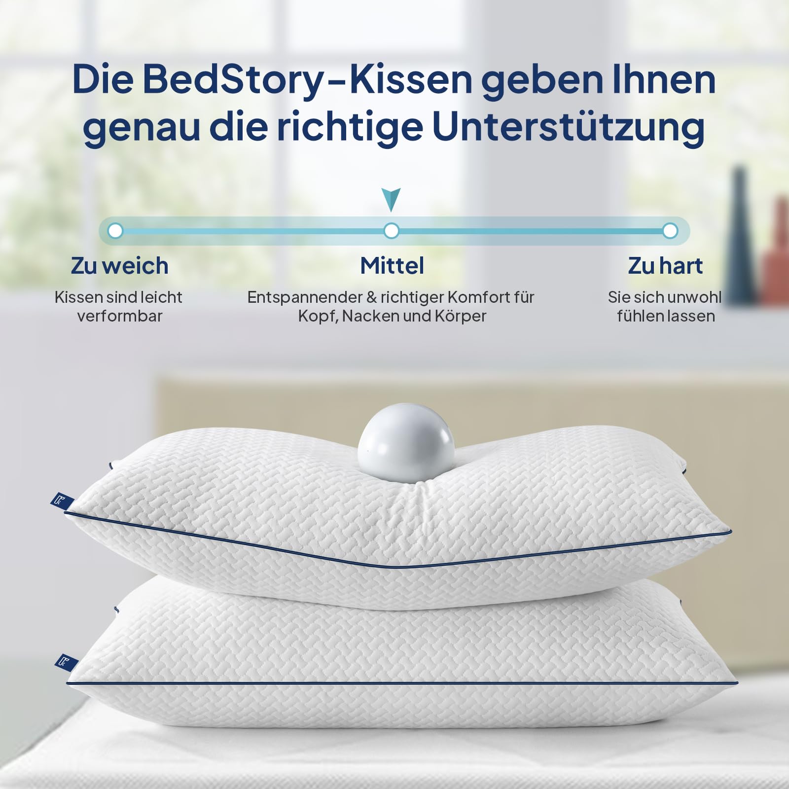 BedStory Cuscino 40 x 80 cm, con imbottitura regolabile, in microfibra 950 g x 2, certificato Oeko-TEX 100, traspirante e lavabile in lavatrice, per divano e tutte le posizioni di sonno