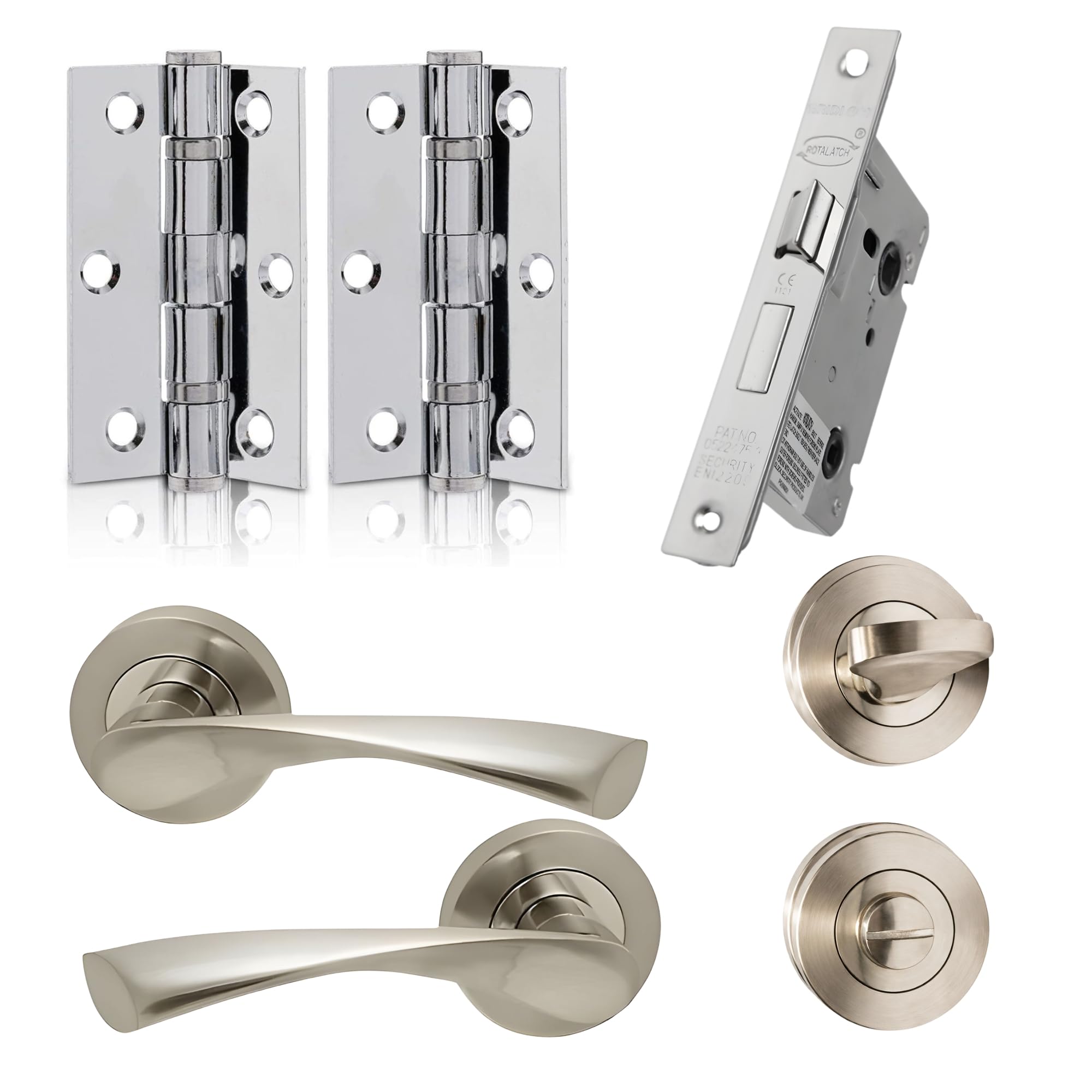UAP Limited Uap Developer Zeta Internal Door Handles Pair Bathroom Pack Polished Chrome/satin Nickel from B&Q