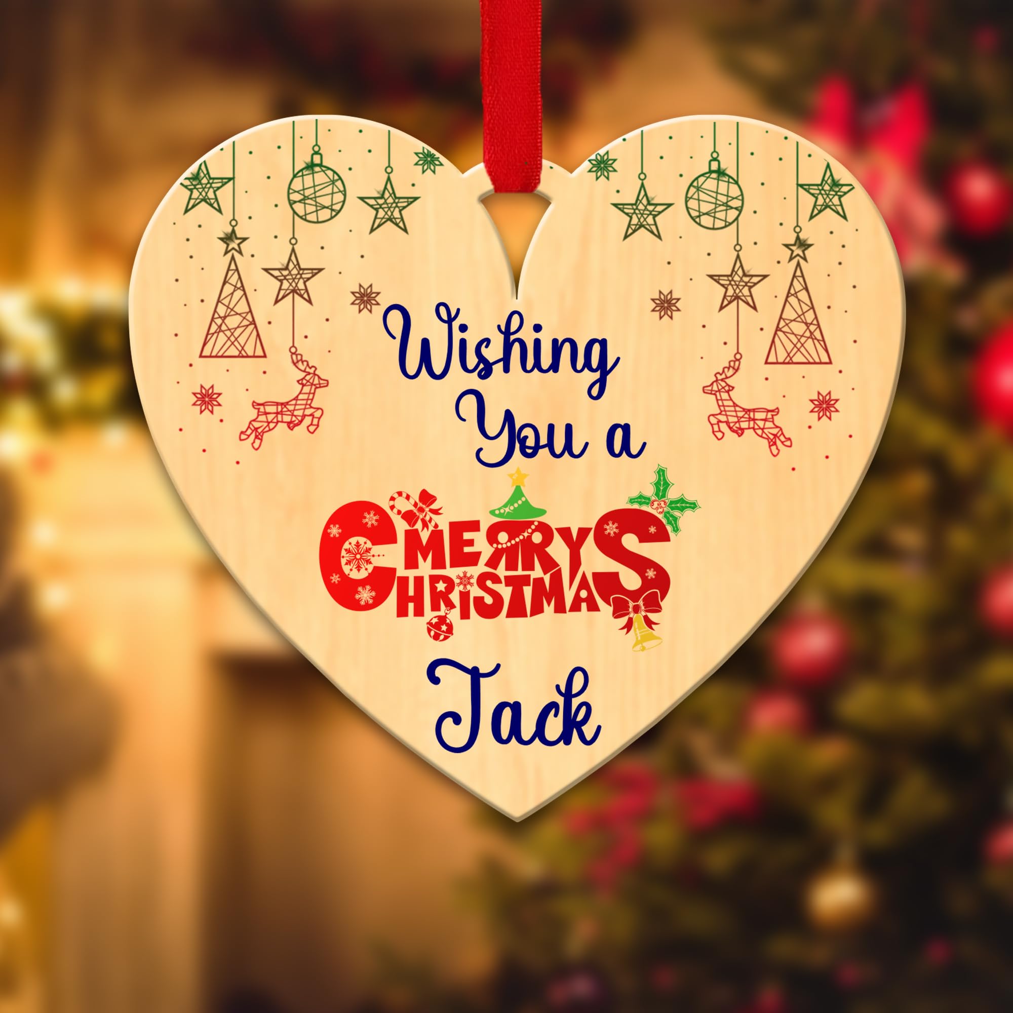 Kreatesquare Design-1 Personalised Christmas Tree Decorations Baubles With Customised Name | Acrylic Xmas Tree Decoration Hanging Ornaments | Personalised Bauble Gifts For Xmas Decorations