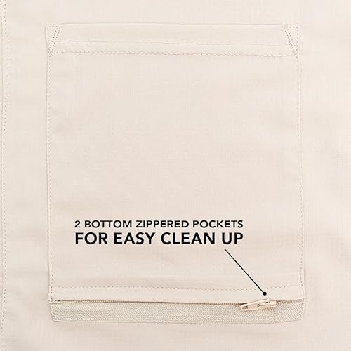 Miniatura 7 de Barber Strong Chaqueta de peluquero para hombre, color caqui, repelente del cabello, paneles laterales ventilados ligeros y transpirables, cuenta