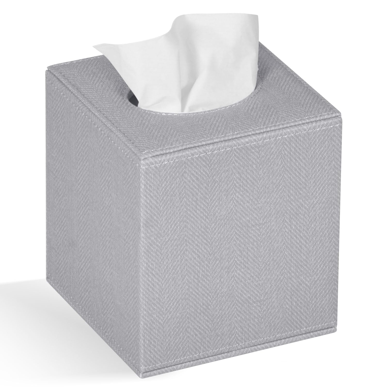 Colylan Tissue Box Cover Square Tissue Box Holder for Bathroom (Grey)