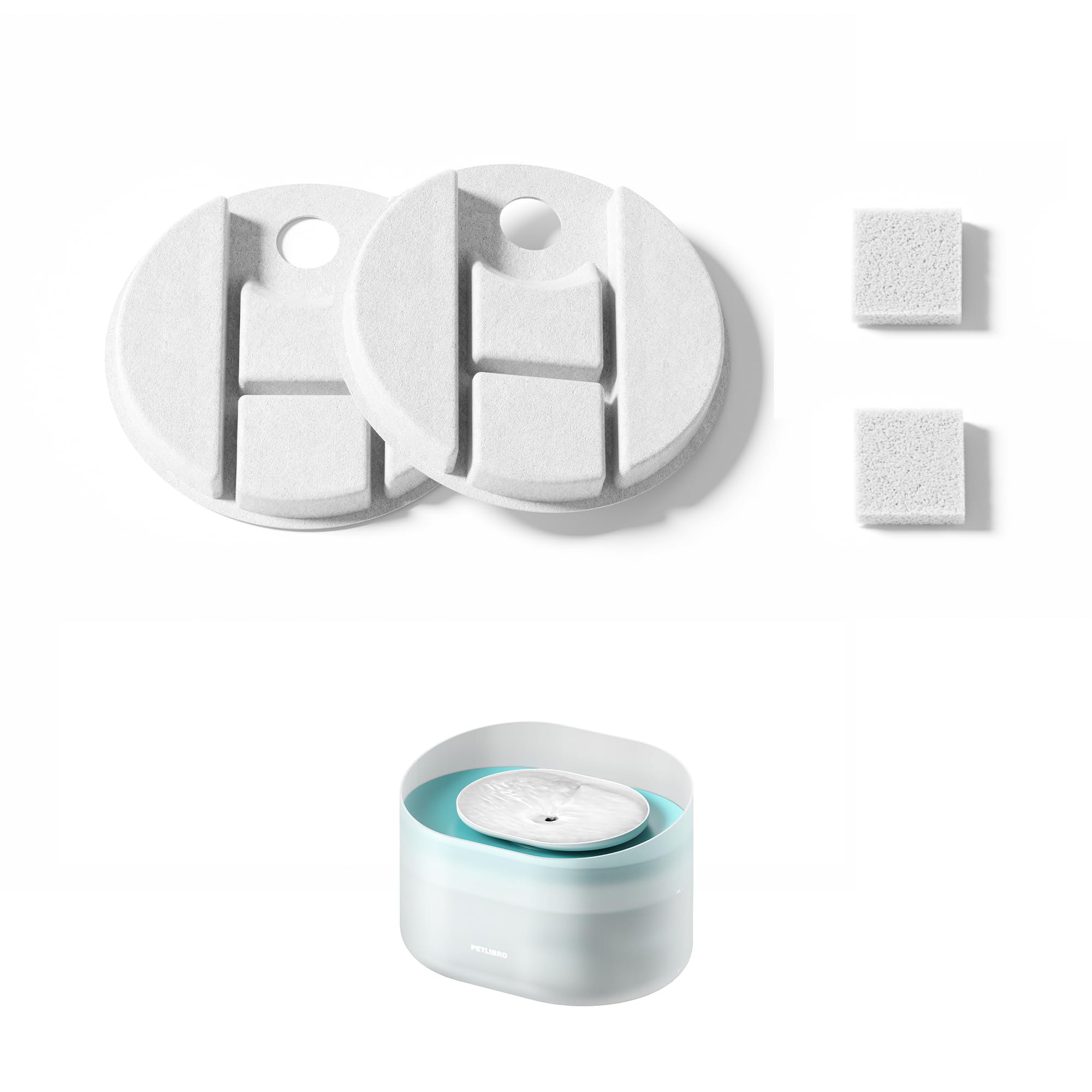 PETLIBRO Replacement Filters for Capsule Dog Fountain PLWF008, 1 Month Set of Filters for Dog Water Dispensers, 2 Count Pack, White