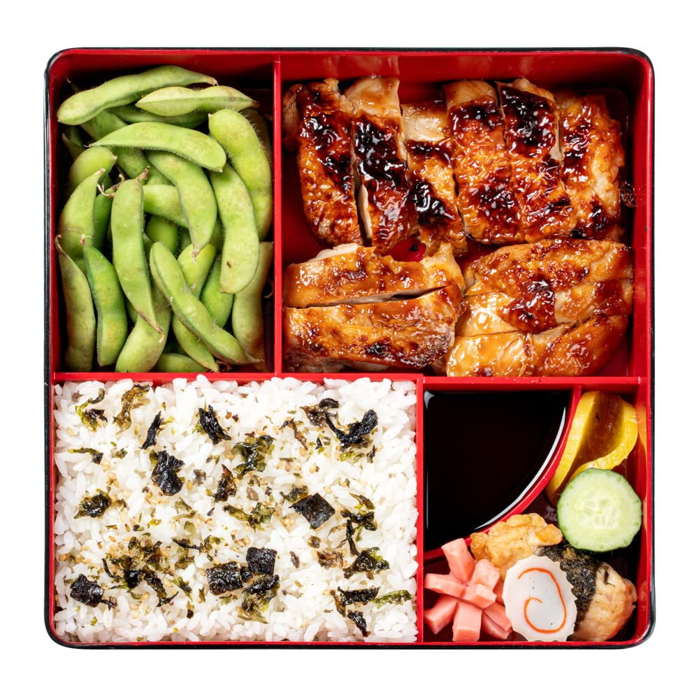 Restaurantware Bento Tek - Contenedor de almuerzo con compartimento de 8.3 x 2.2 pulgadas, 1 contenedor de almuerzo para adultos estilo japonés, con 5 compartimentos a prueba de grasa, caja de