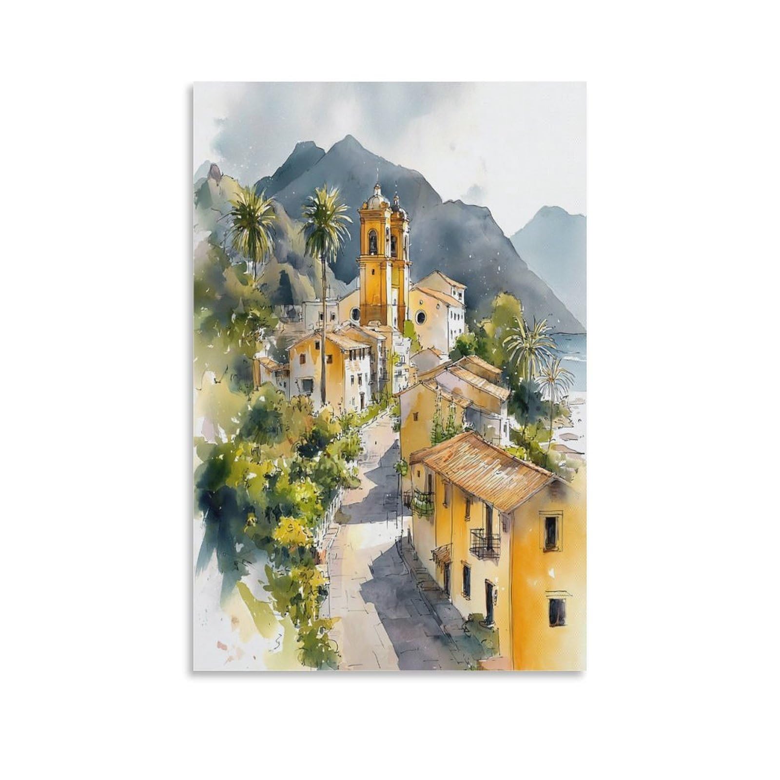 XWYMXZ Oaxaca Mexico 24x36inch(60x90cm) Vintage Travel Poster Watercolor Canvas Art