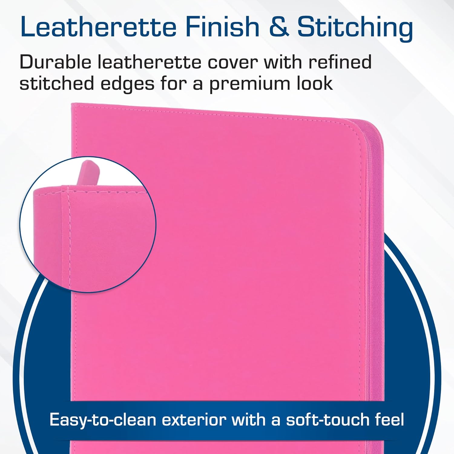BCW Z-Folio LX Zipper Portfolio - Premium Pink Leatherette 12-Pocket Playset Album - Secure Zipper - 480 Card Capacity - Card Collector's Dream - Card Organizer - Trading Card Storage